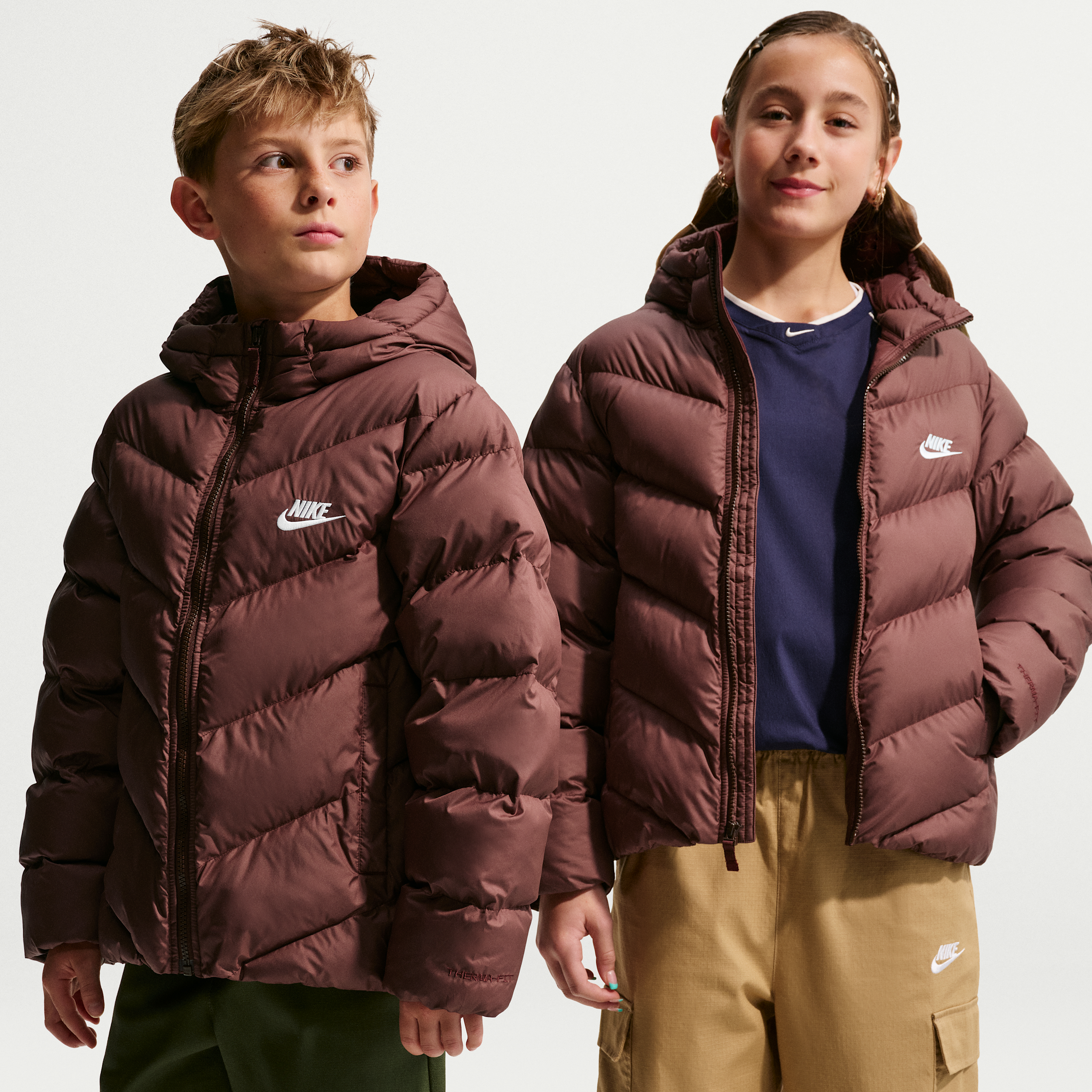 Nike Sportswear All Day Play Big Kids' Therma-FIT Loose-Fit Puffer Jacket in Purple | HQ4976-658