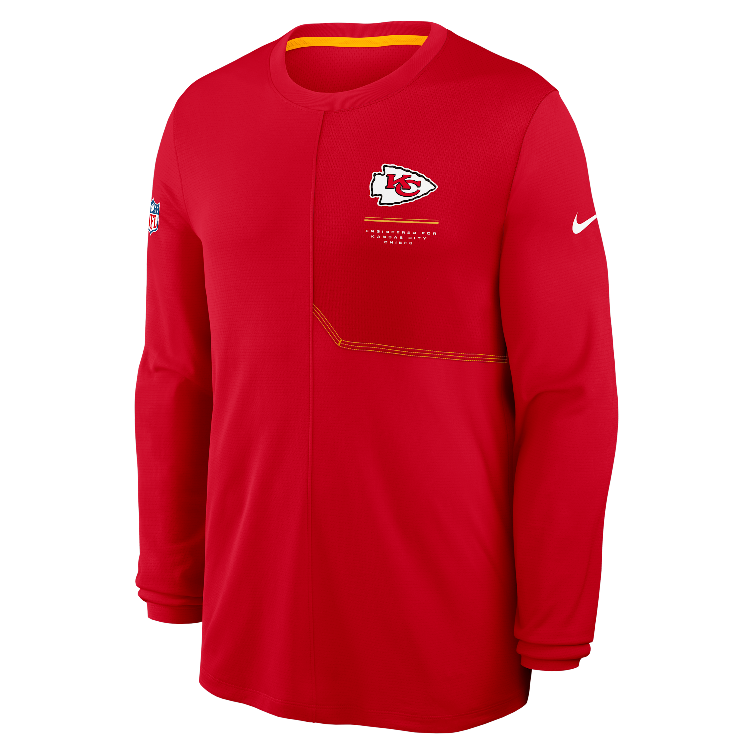Kansas City Chiefs Sideline Coach Nike Men's Dri-FIT NFL Long-Sleeve Top in Red | 03B1080K7G-B8B
