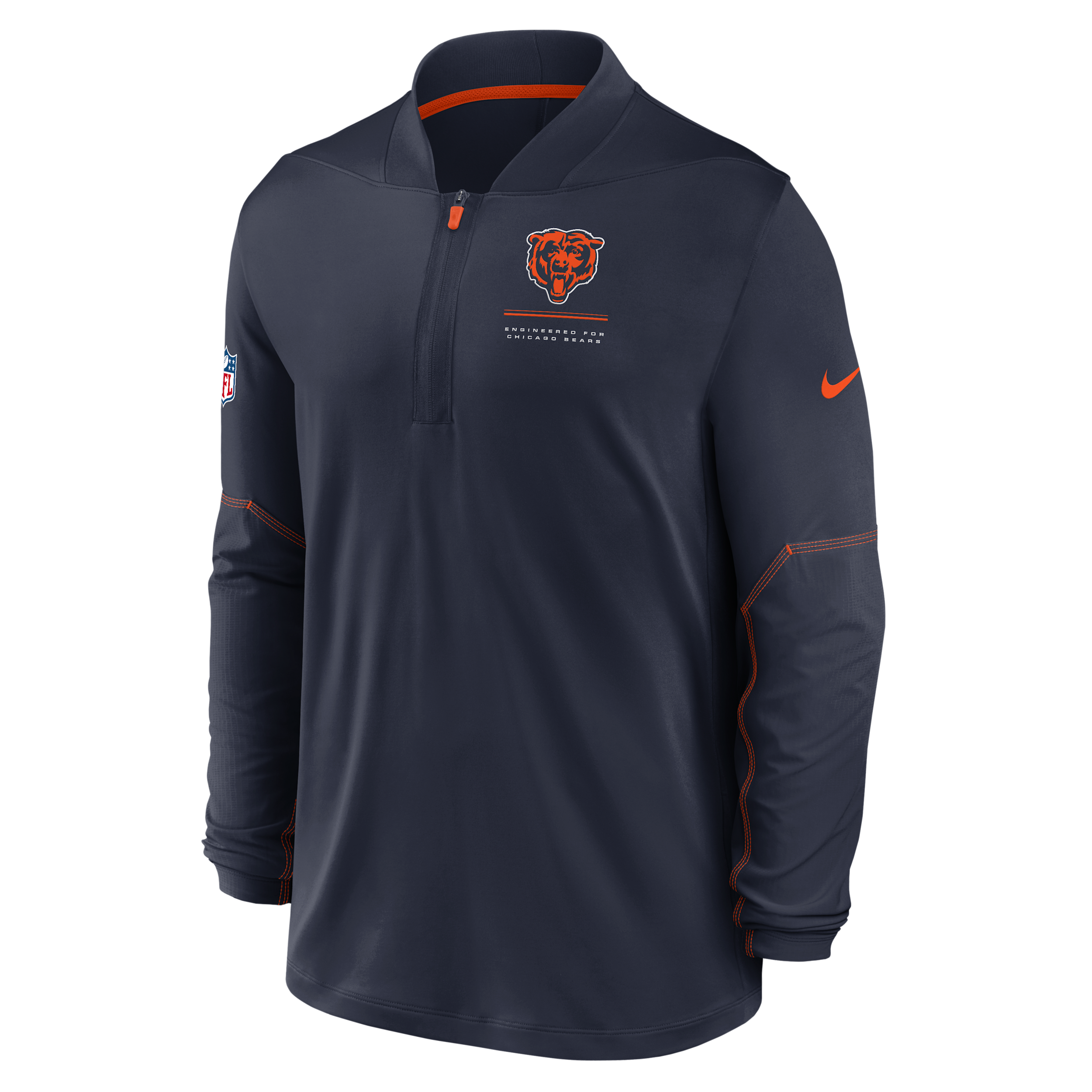 Men's Nike Navy Chicago Bears Sideline Logo Glory Midweight Dri-FIT Half-Zip Pullover