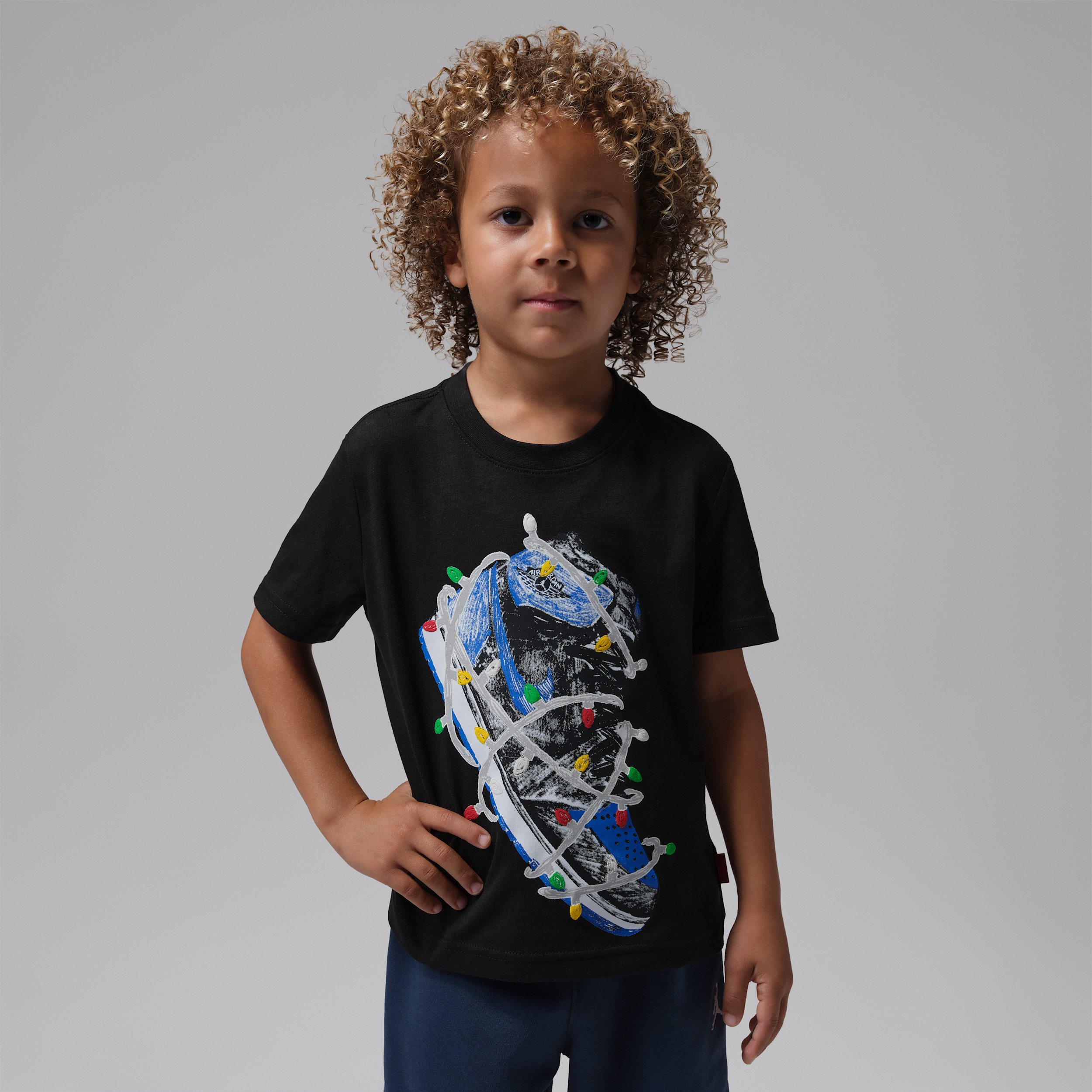 Jordan Little Kids' AJ1 T-Shirt in Black | 85G423-GBN