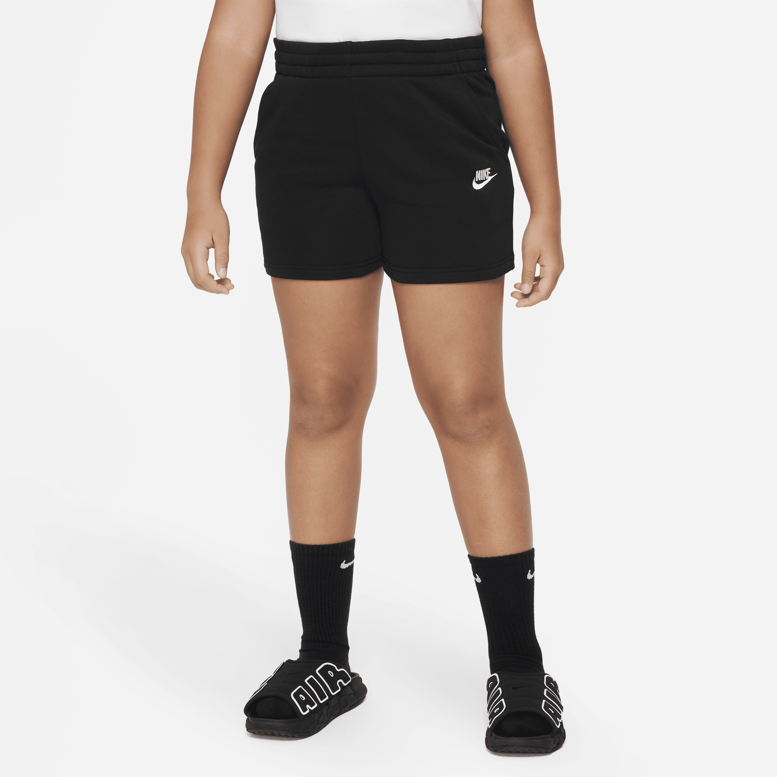 Nike Sportswear Club Fleece Big Kids' (girls') 5" French Terry Shorts (extended Size) In Black