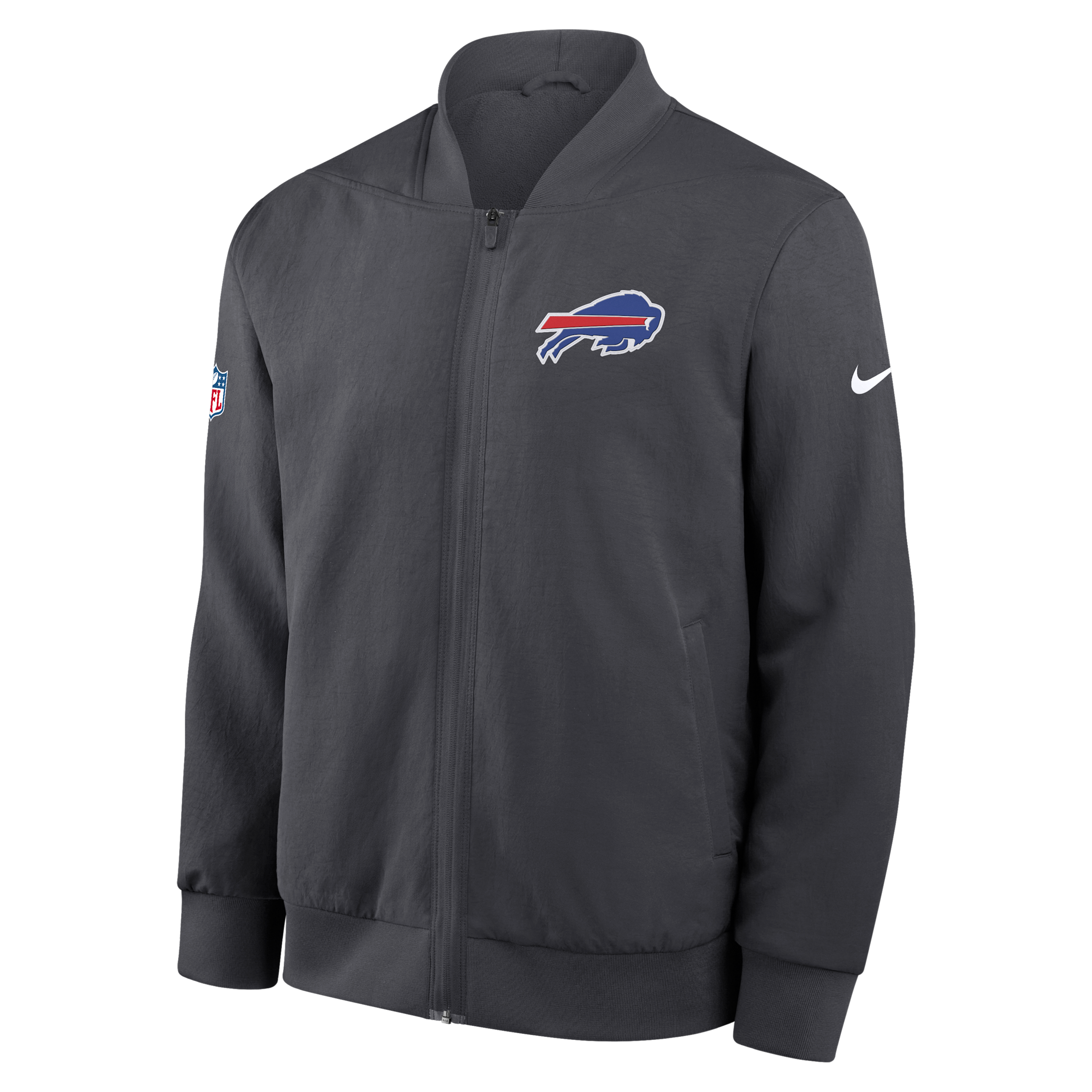 Nike Men's Anthracite Buffalo Bills Sideline Powerful Blocking Full-Zip Dri-fit Bomber Jacket - Anthracite