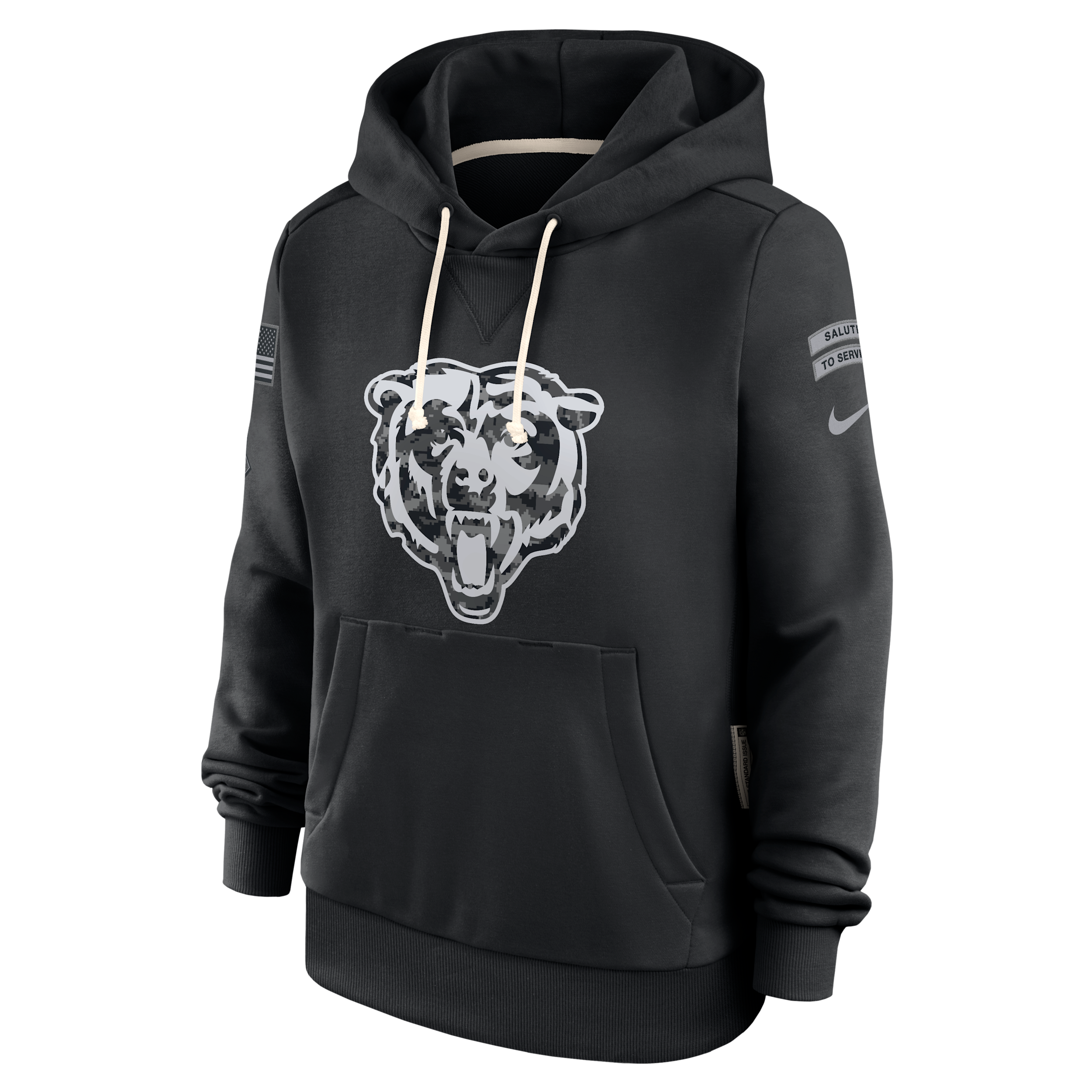 Chicago Bears Salute to Service Sideline Nike Women's Dri-FIT NFL Pullover Hoodie in Black | 03C300AA26-CYB
