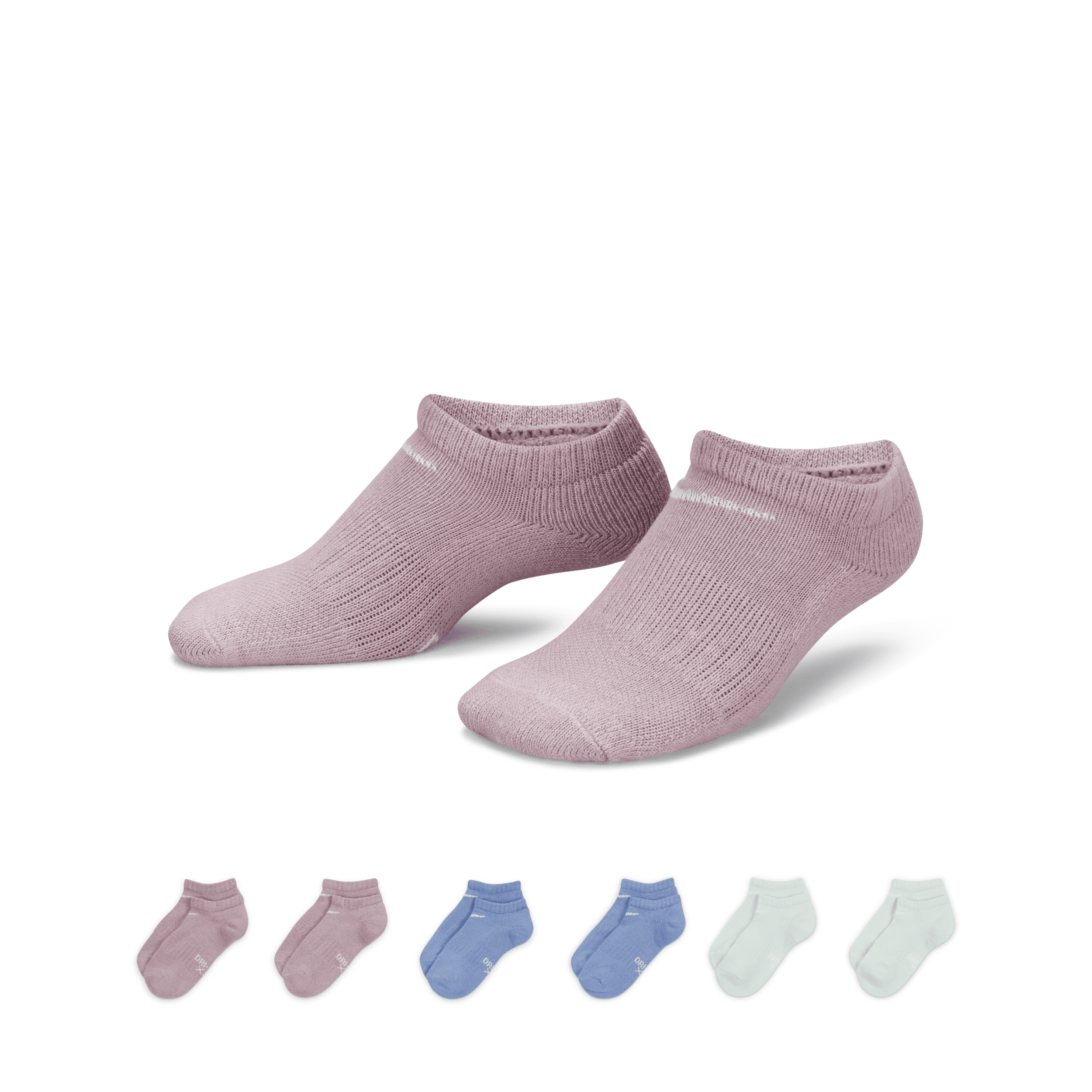 Nike Dri-fit Performance Basics Big Kids' No-show Socks (6 Pairs) In Pink