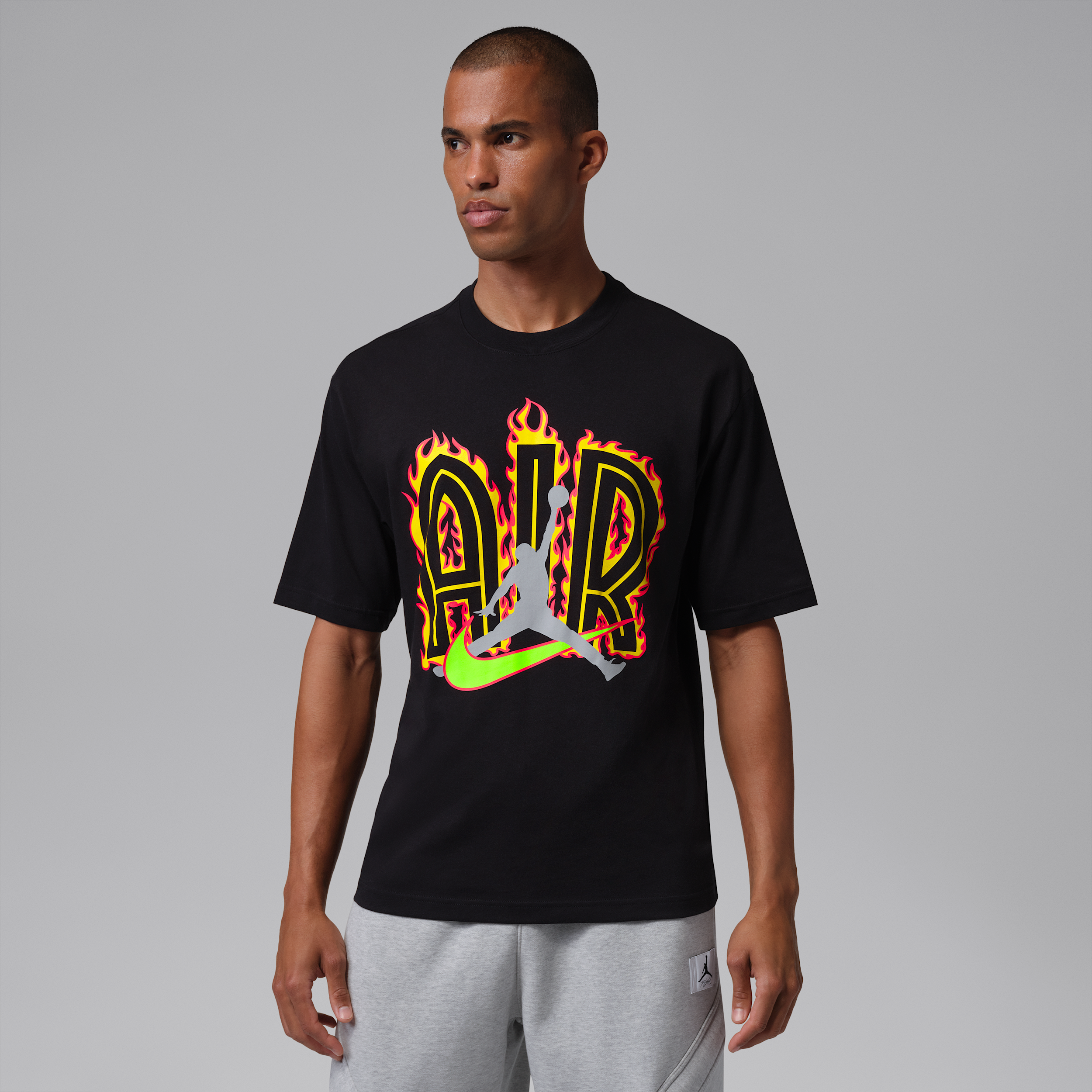 Jordan Men's Air Script Graphic T-Shirt, Medium, Black