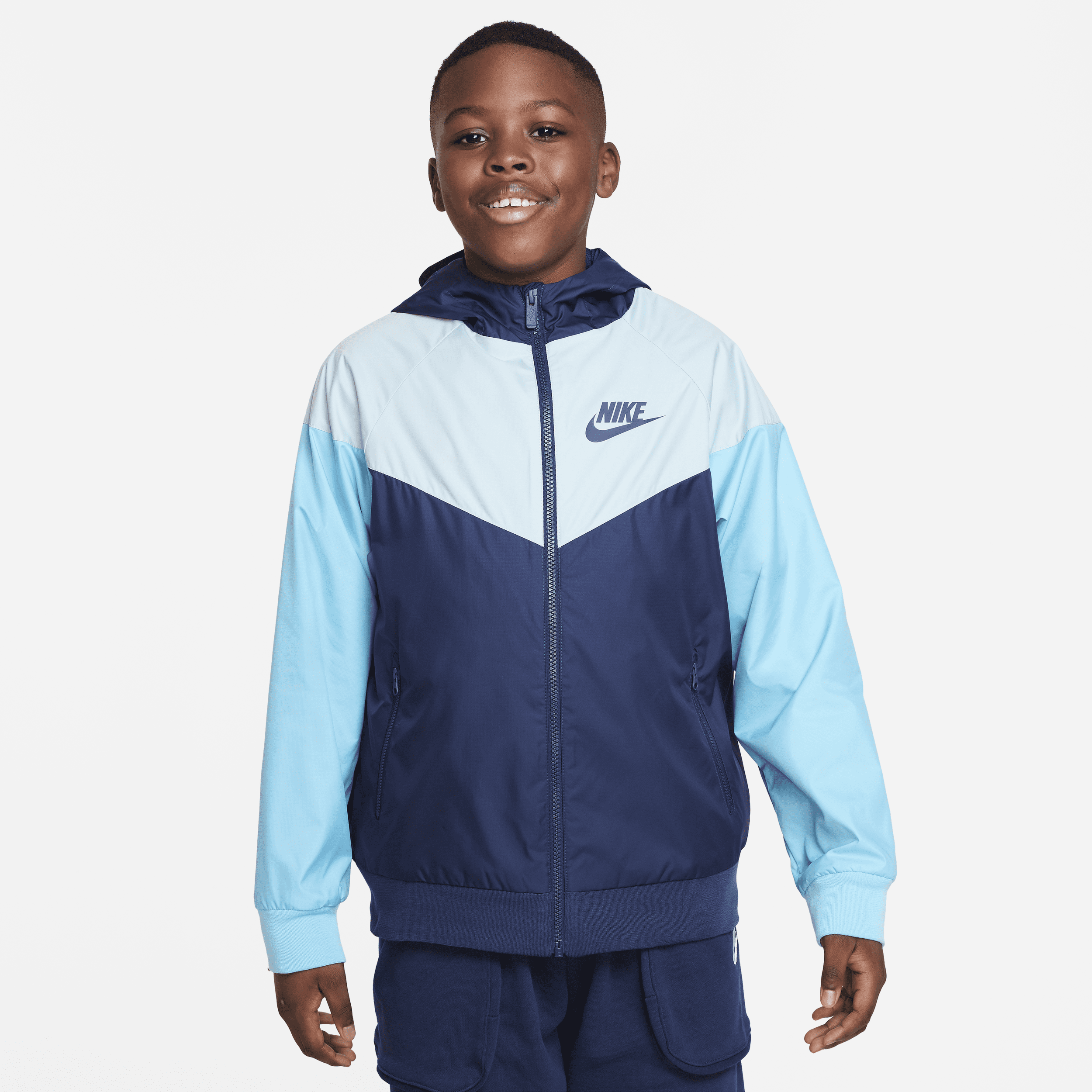 Nike Sportswear Windrunner Big Kids' (boys') Jacket (extended Size) In Blue