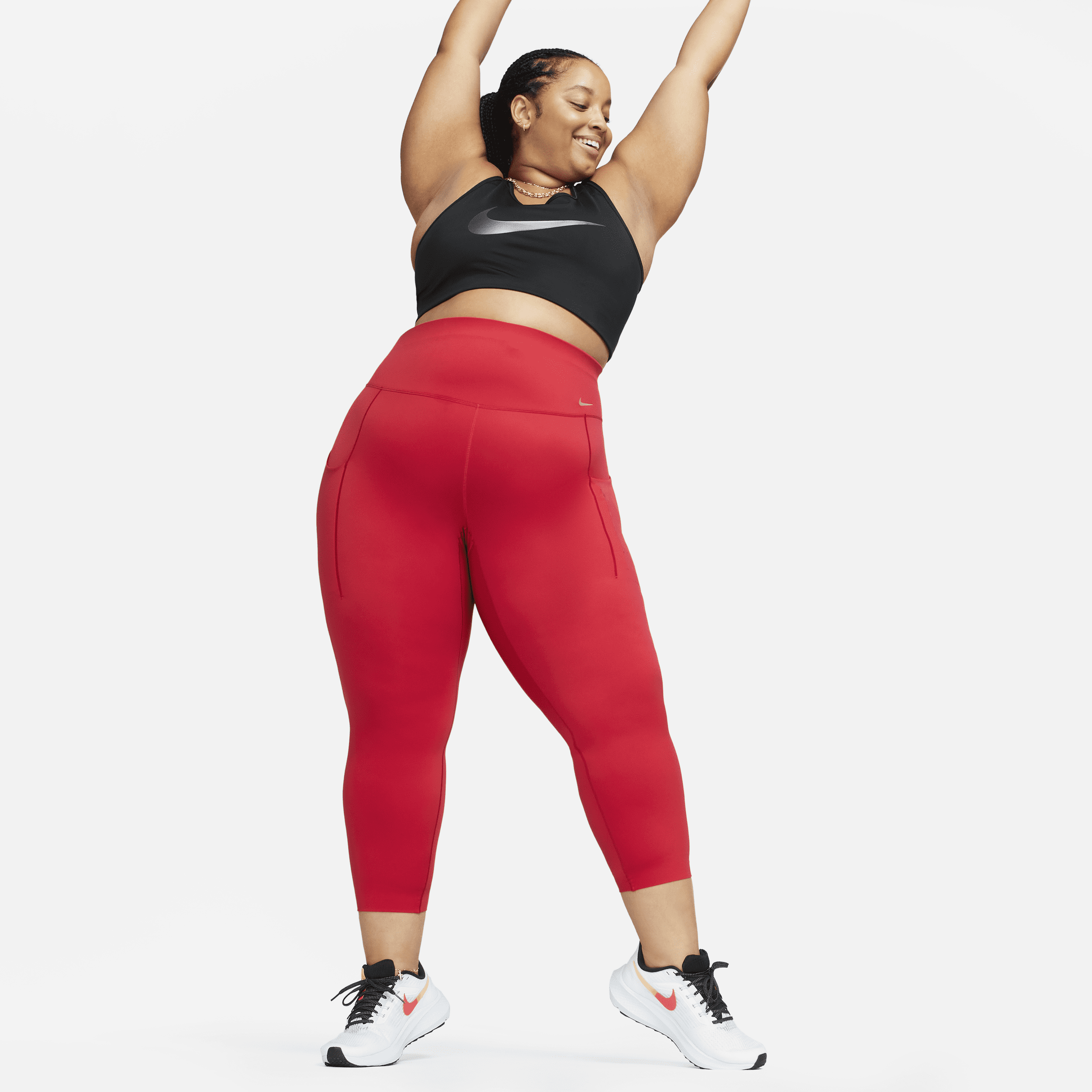 Nike Women's Go Firm-support High-waisted 7/8 Leggings With Pockets (plus Size) In Red