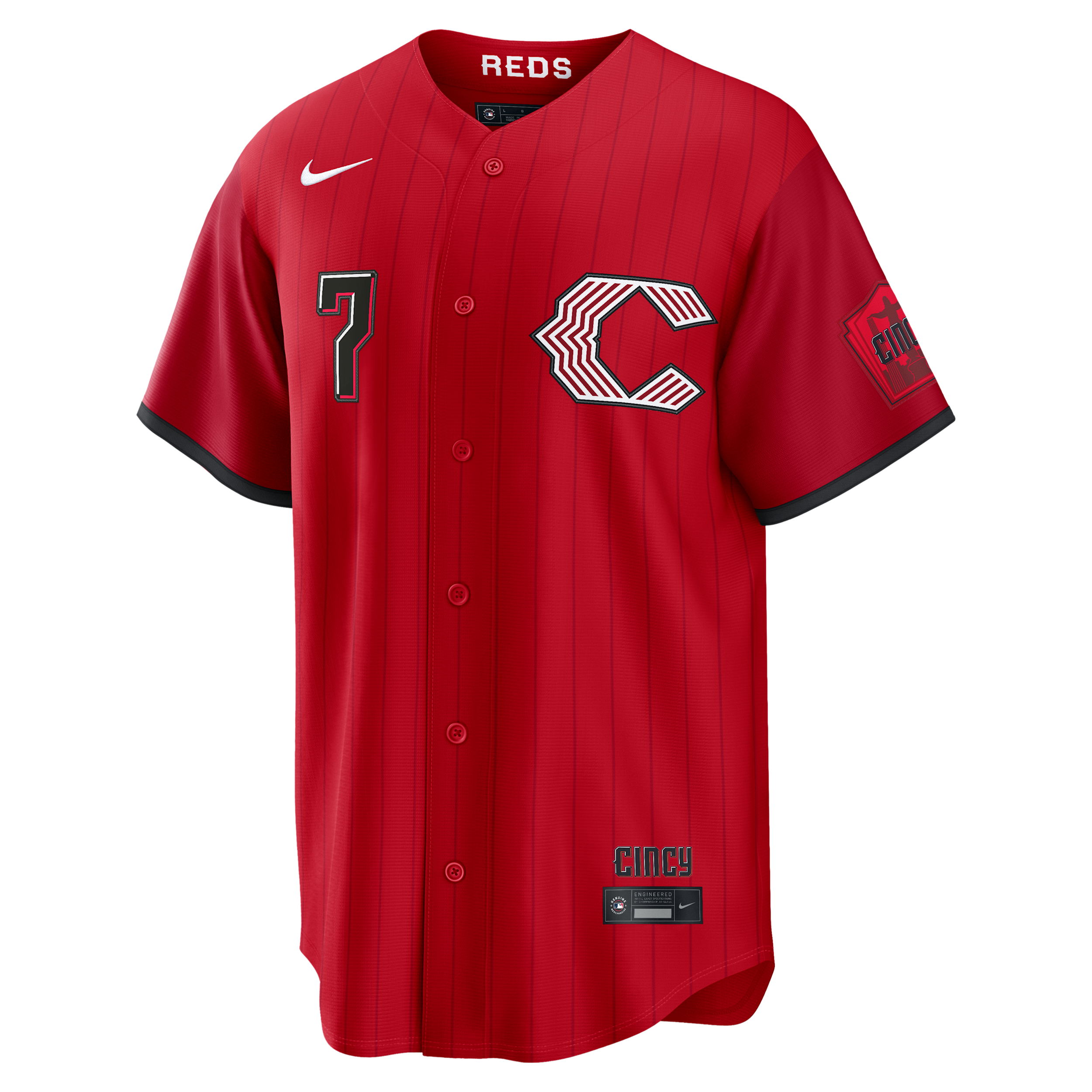 Spencer Steer Cincinnati Reds City Connect Nike Men's MLB Stadium Jersey in Red | RE260JCKRE9-GG0