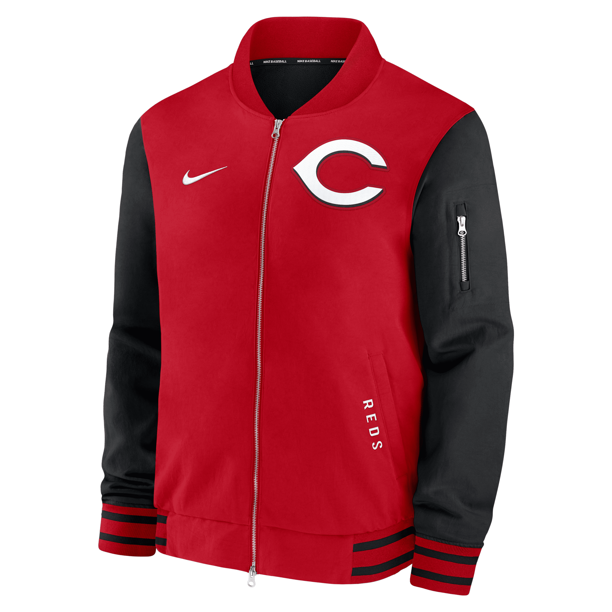 Nike Cincinnati Reds Authentic Collection Dugout  Men's Mlb Full-zip Bomber Jacket In Red
