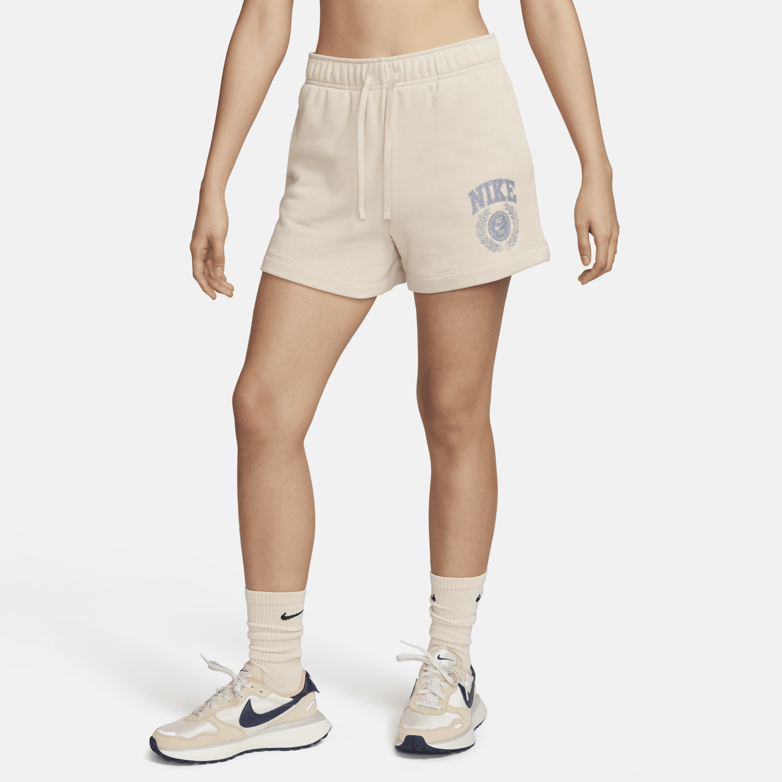 Nike Women's  Sportswear Club Fleece Mid-rise Graphic Shorts In Brown