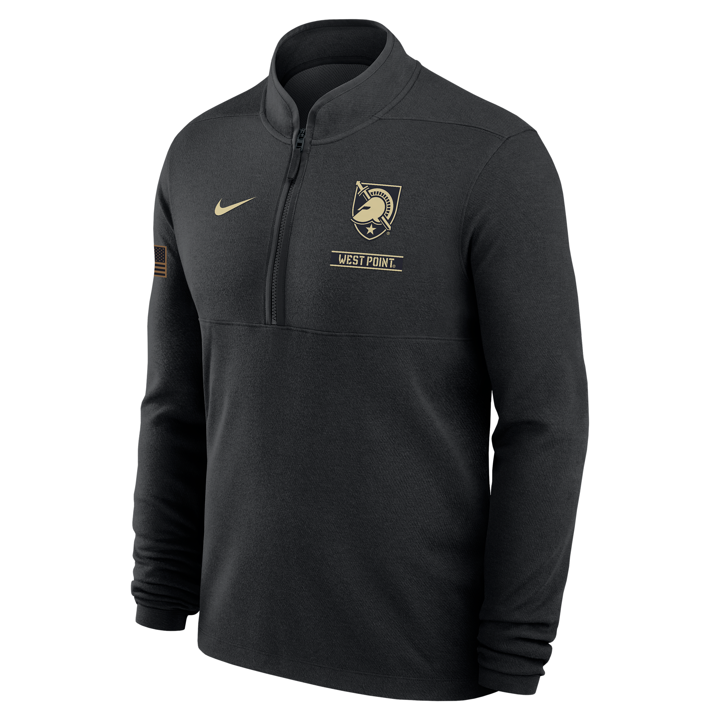 Army 2026 Military Appreciation Stride Nike Men's Dri-FIT College 1/2-Zip Long-Sleeve Top in Black | IV8019-010