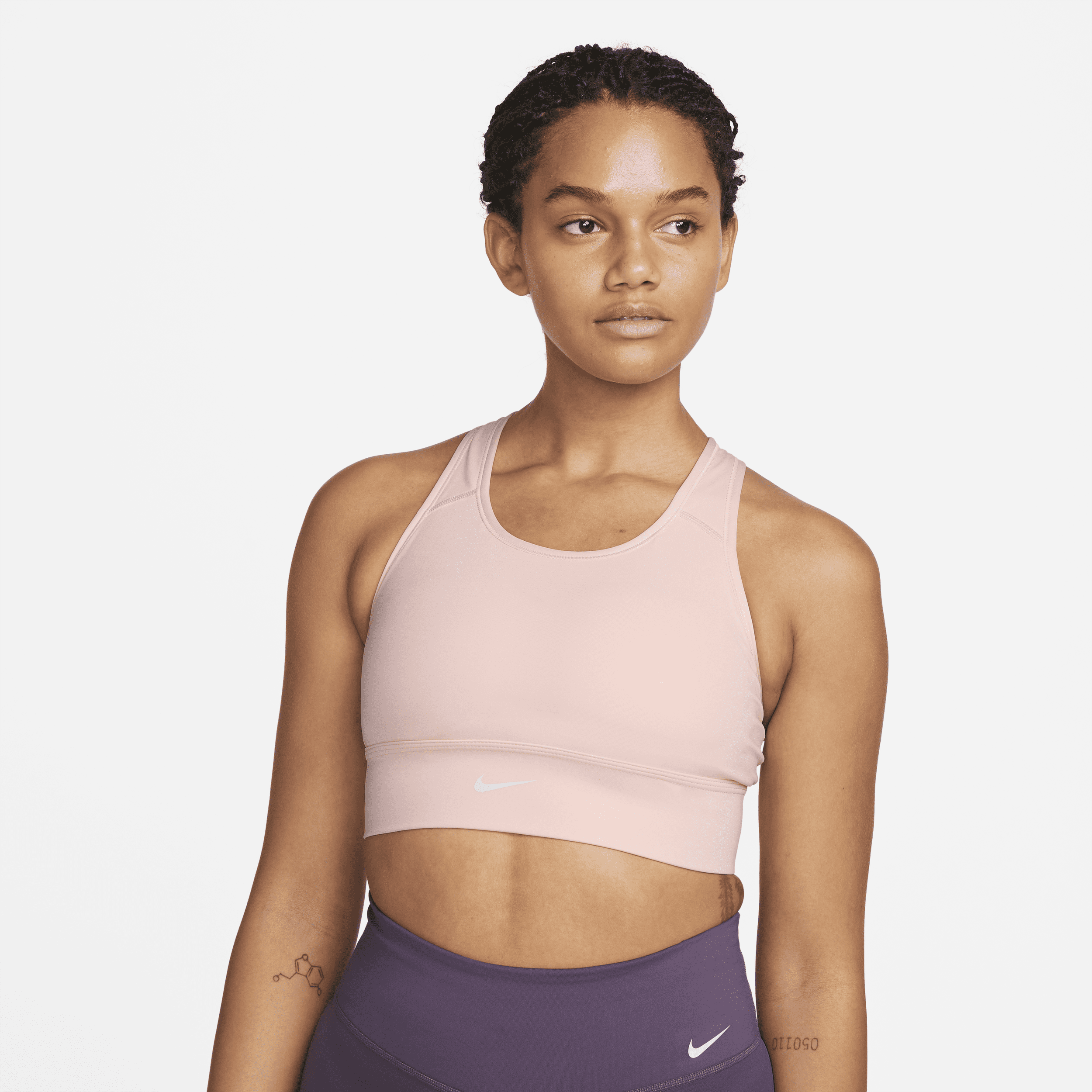 Nike Women's Swoosh Medium-support 1-piece Padded Longline Sports Bra In Pink