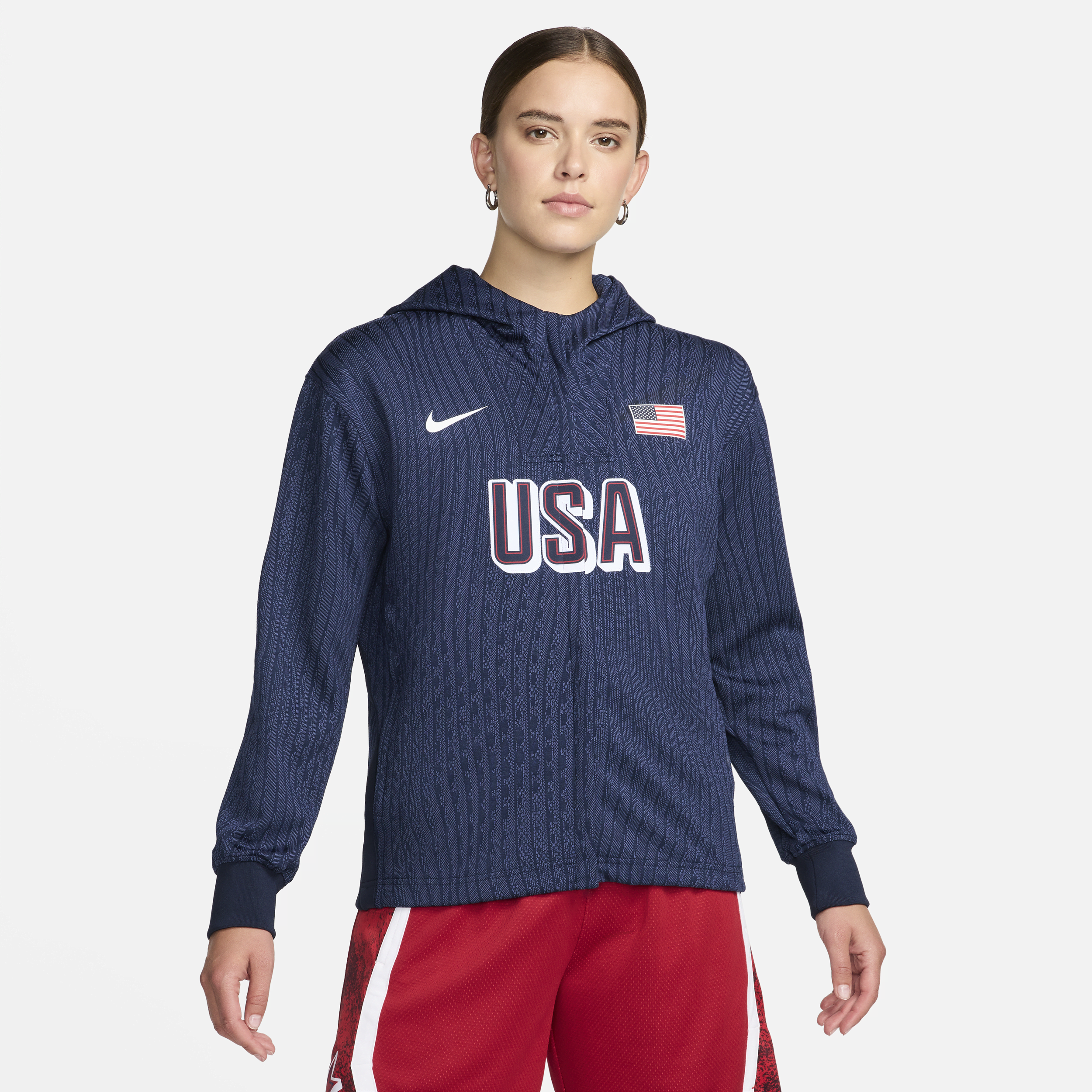 Nike Women's Blue Usa Basketball Authentic On-court Game Full-zip Jacket In Blue