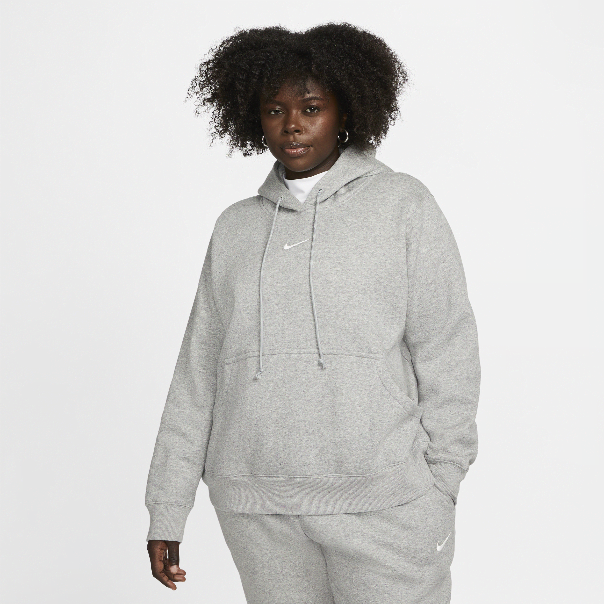 Nike Women's  Sportswear Phoenix Fleece Pullover Hoodie (plus Size) In Grey