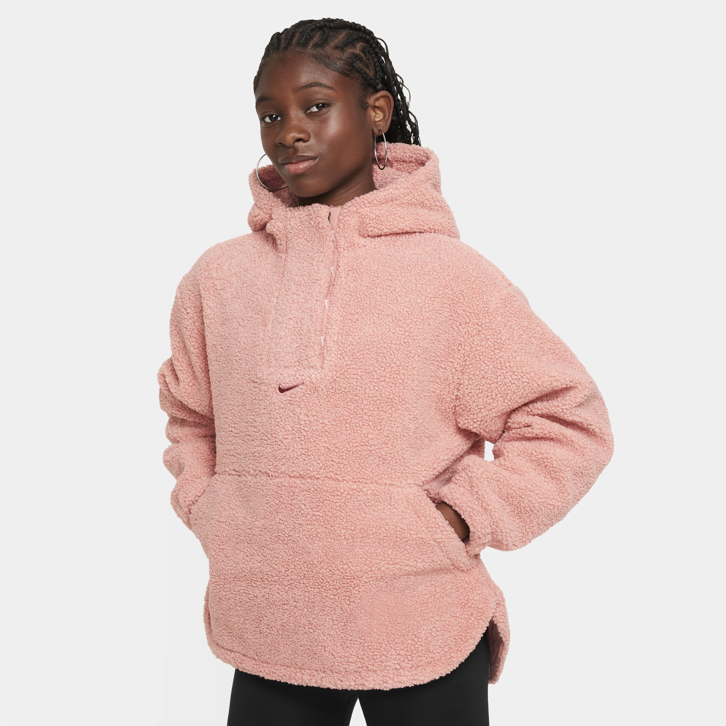 Shop Nike High-pile Fleece Big Kids' (girls') Therma-fit Training Jacket In Pink