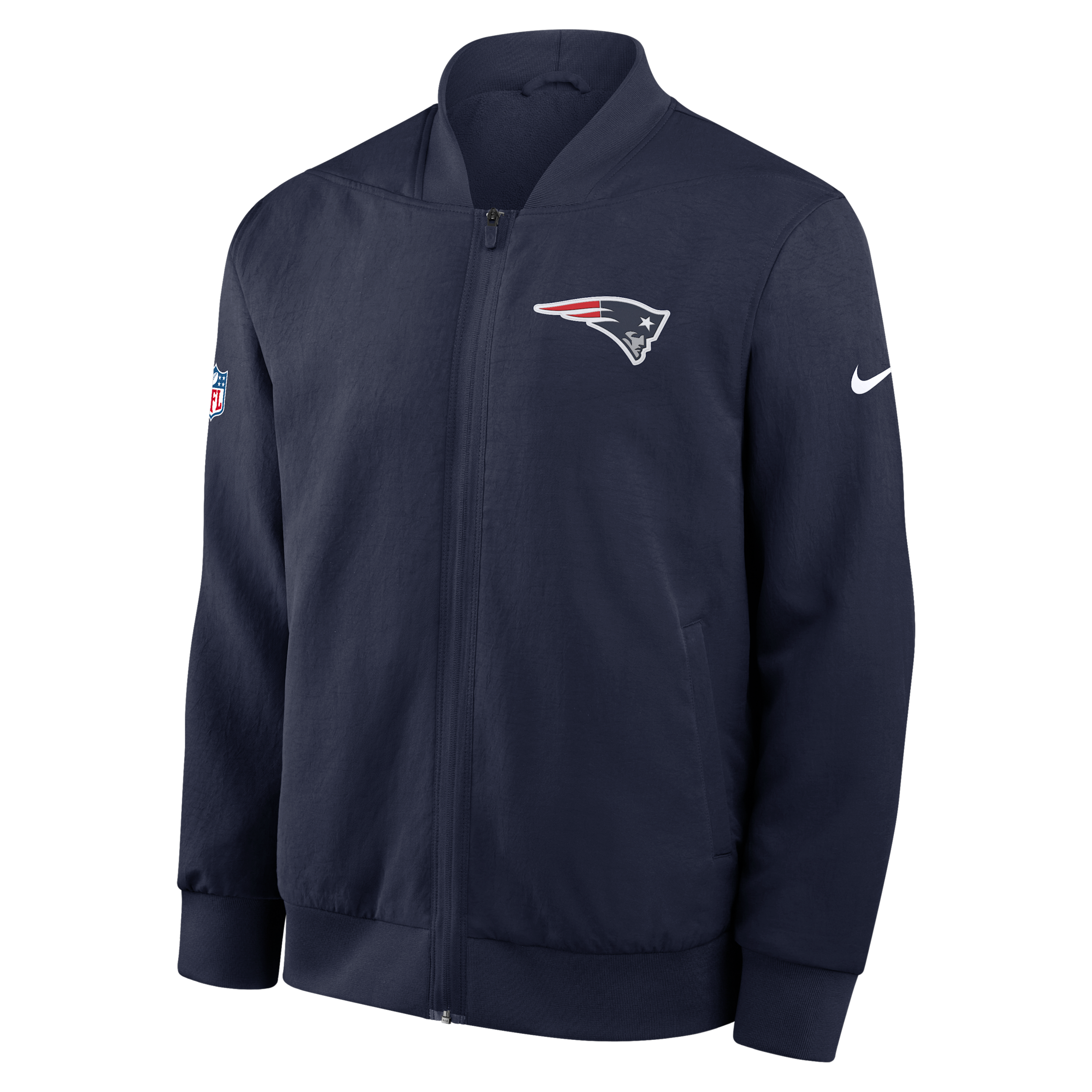 Nike Men's Navy New England Patriots Sideline Powerful Blocking Full-Zip Dri-fit Bomber Jacket - Navy