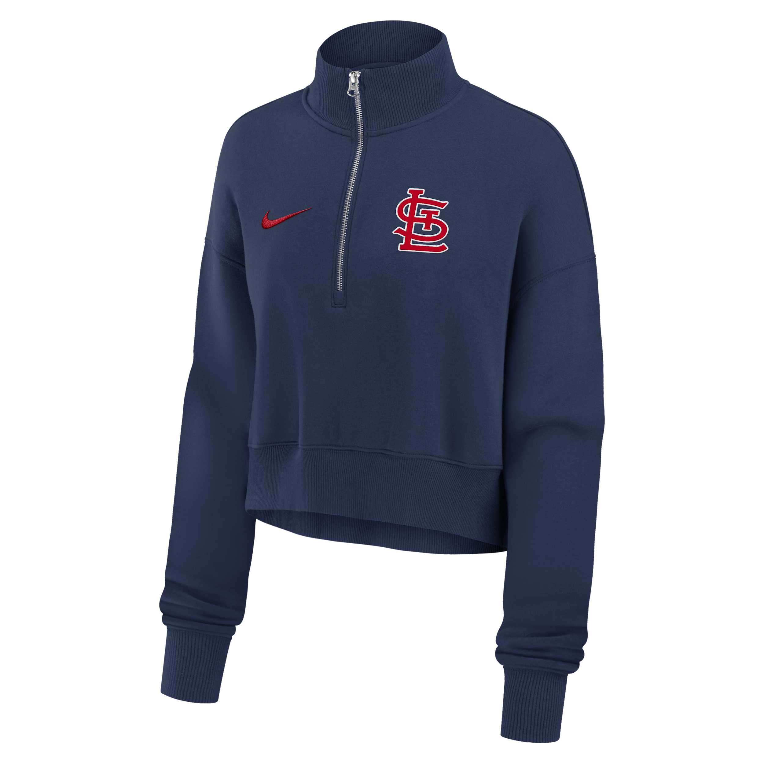 Nike Women's St. Louis Cardinals Primetime Phoenix Oversized Fleece Half-Zip Sweatshirt - Navy