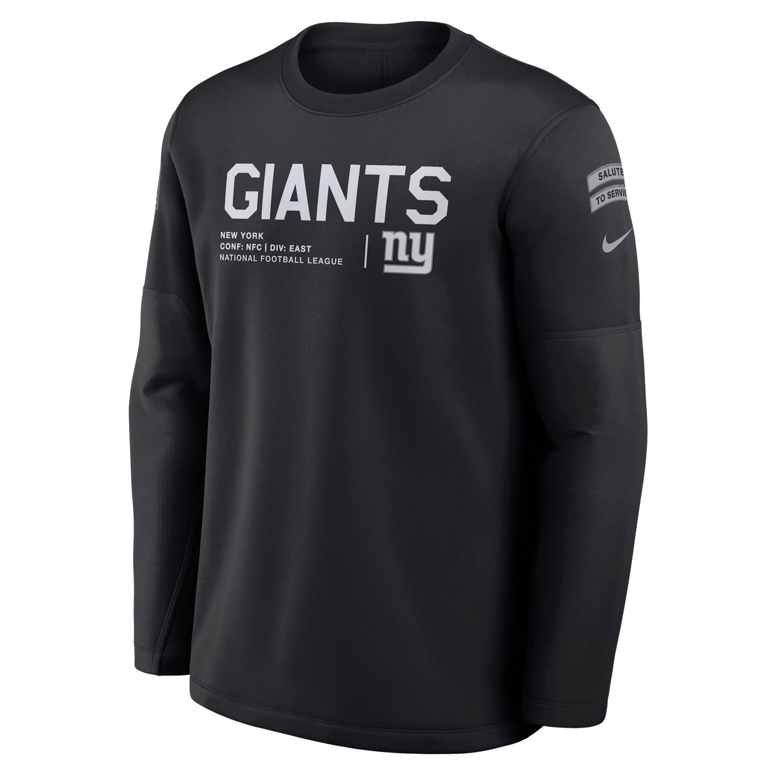 Nike Men's Black New York Giants 2026 Salute to Service Sideline Coaches Crewneck Therma-fit Sweatshirt - Black