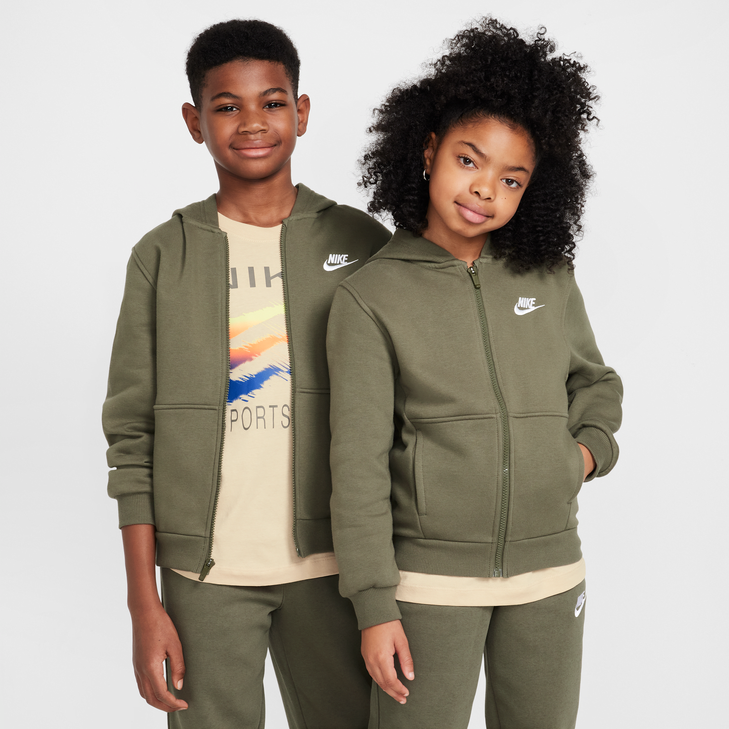 Nike Sportswear Club Fleece Big Kids' Full-zip Hoodie In Green