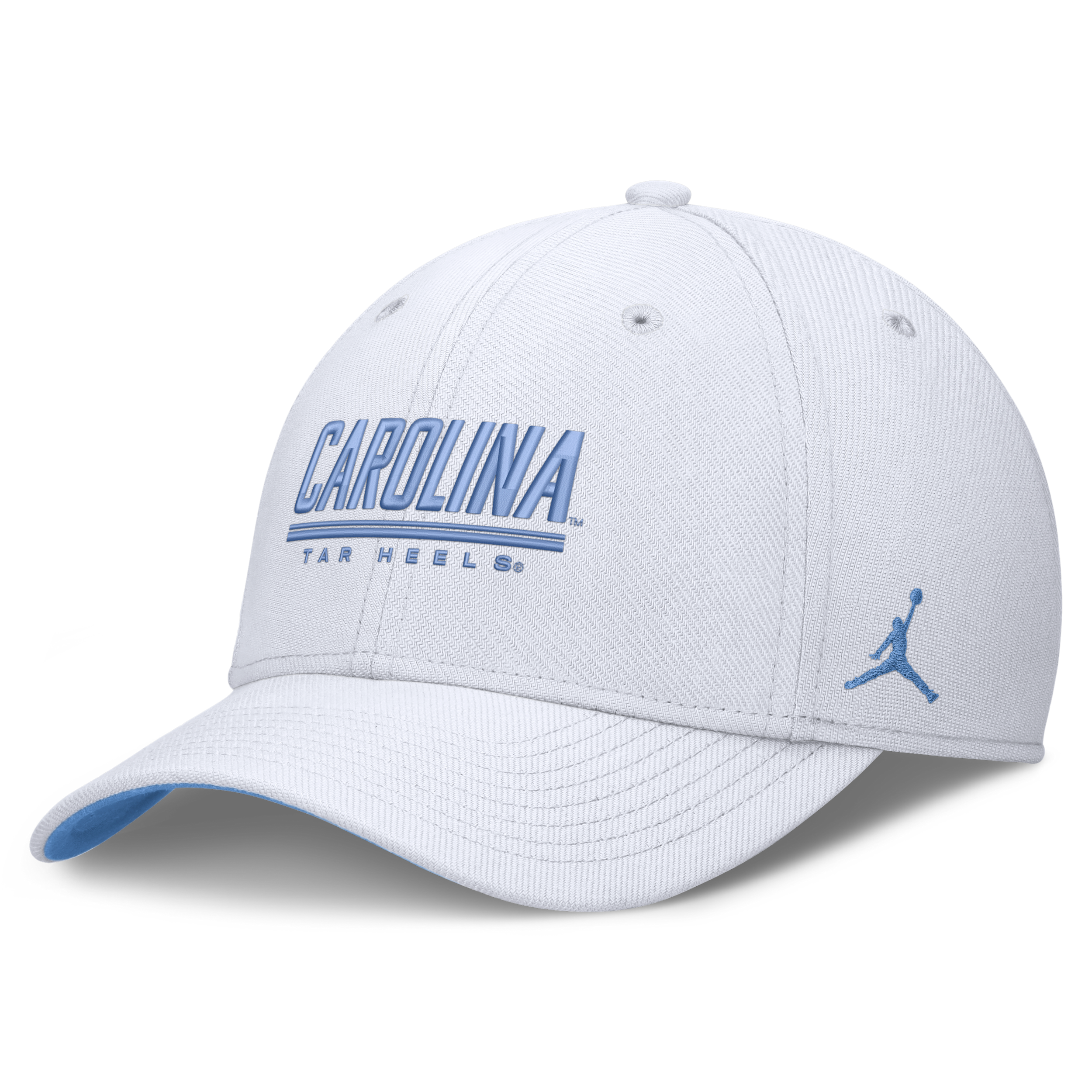 Jordan Adult North Carolina Tar Heels White Rise Swooshflex Dri-Fit Game Day Structured Hat, Men's, Medium/Large