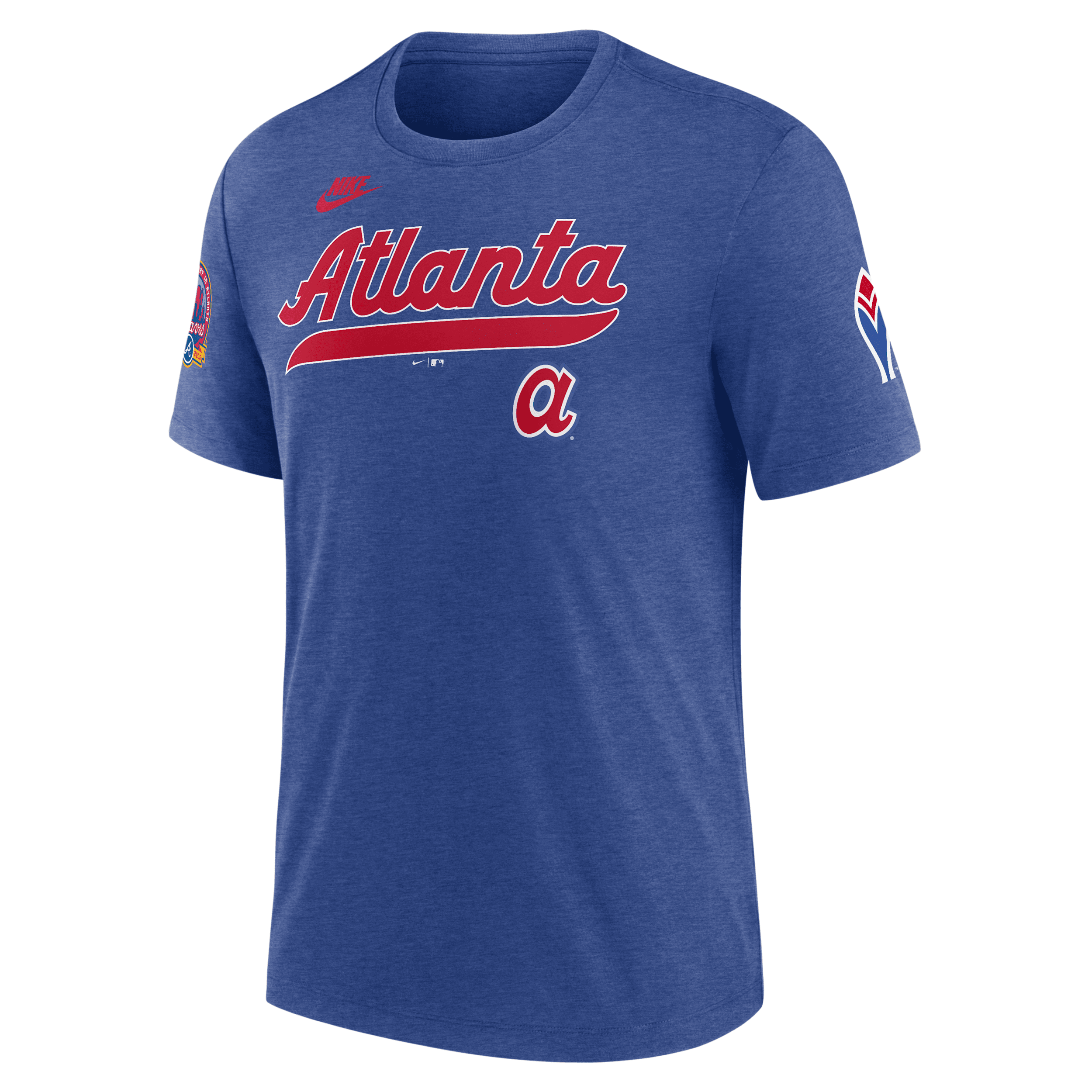 Nike Heather Royal Atlanta Braves Cooperstown Collection Eras Tri-blend T-shirt In Blue