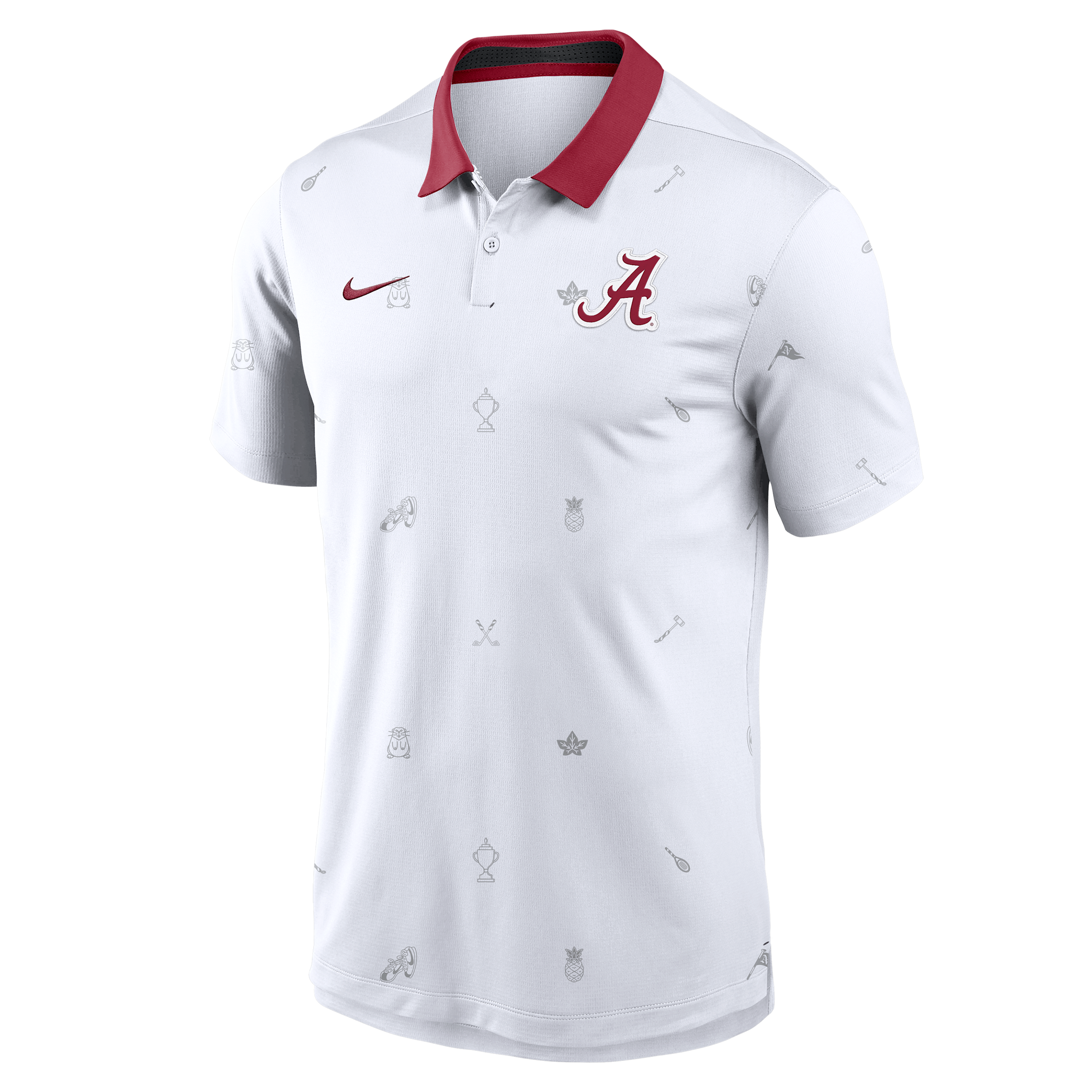 Men's Nike White Alabama Crimson Tide Vapor Pattern Dri-fit Polo - White, Crimson