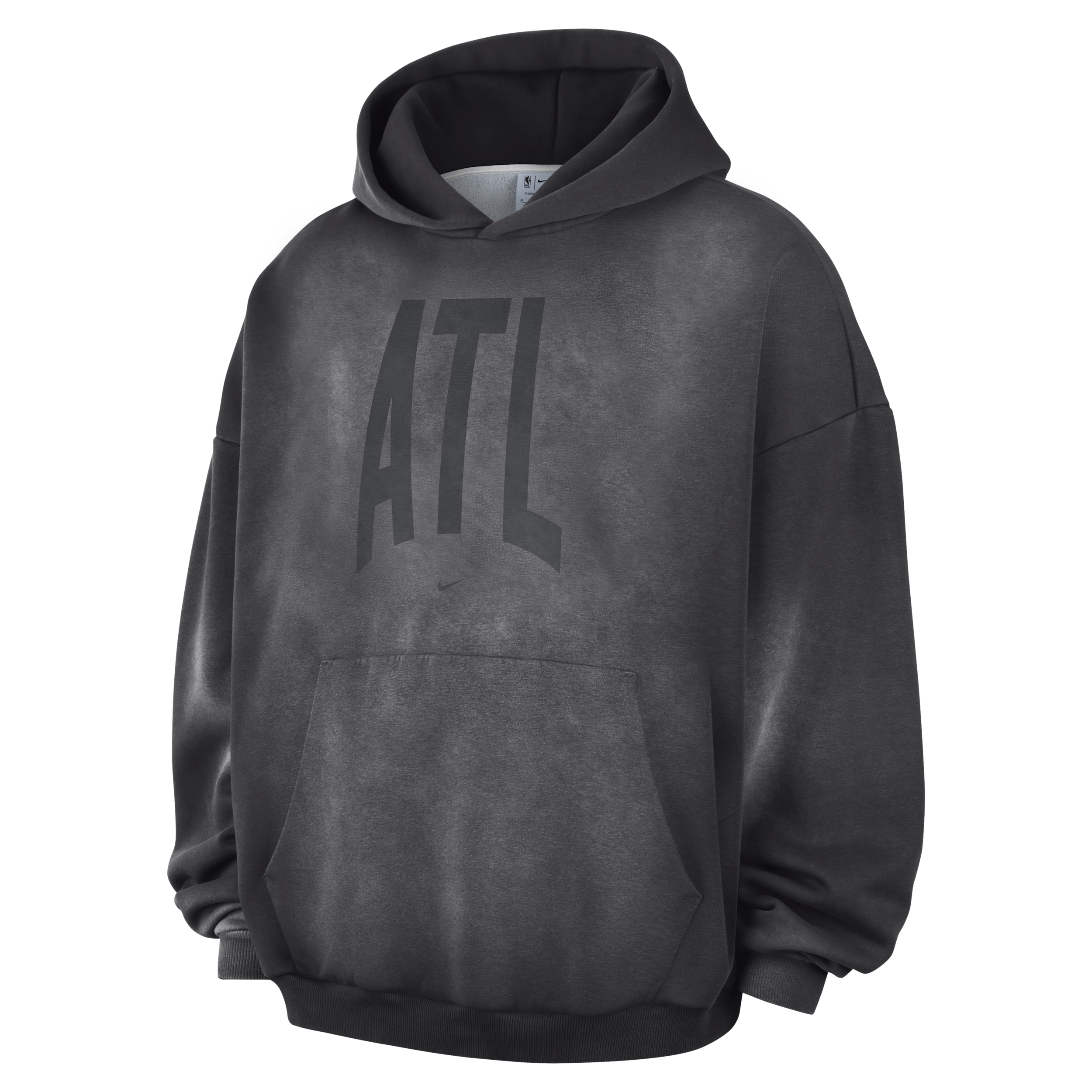 Nike Men's Atlanta Hawks Standard Issue Therma-FIT Fleece Basketball Pullover Hoodie in Grey | II5964-099