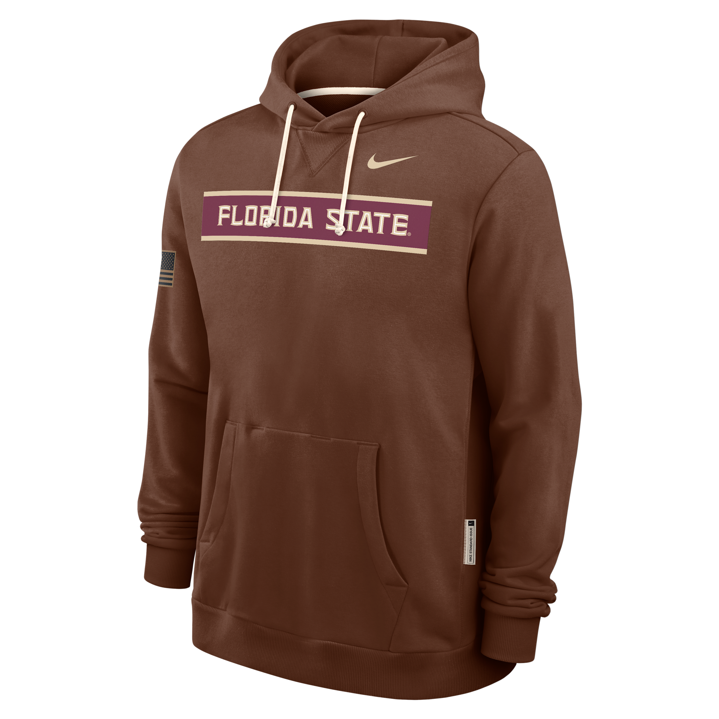 Florida State 2026 Military Appreciation Standard Issue Nike Men's Dri-FIT College Pullover Hoodie in Brown | 03AZ2GYFTN-4EB