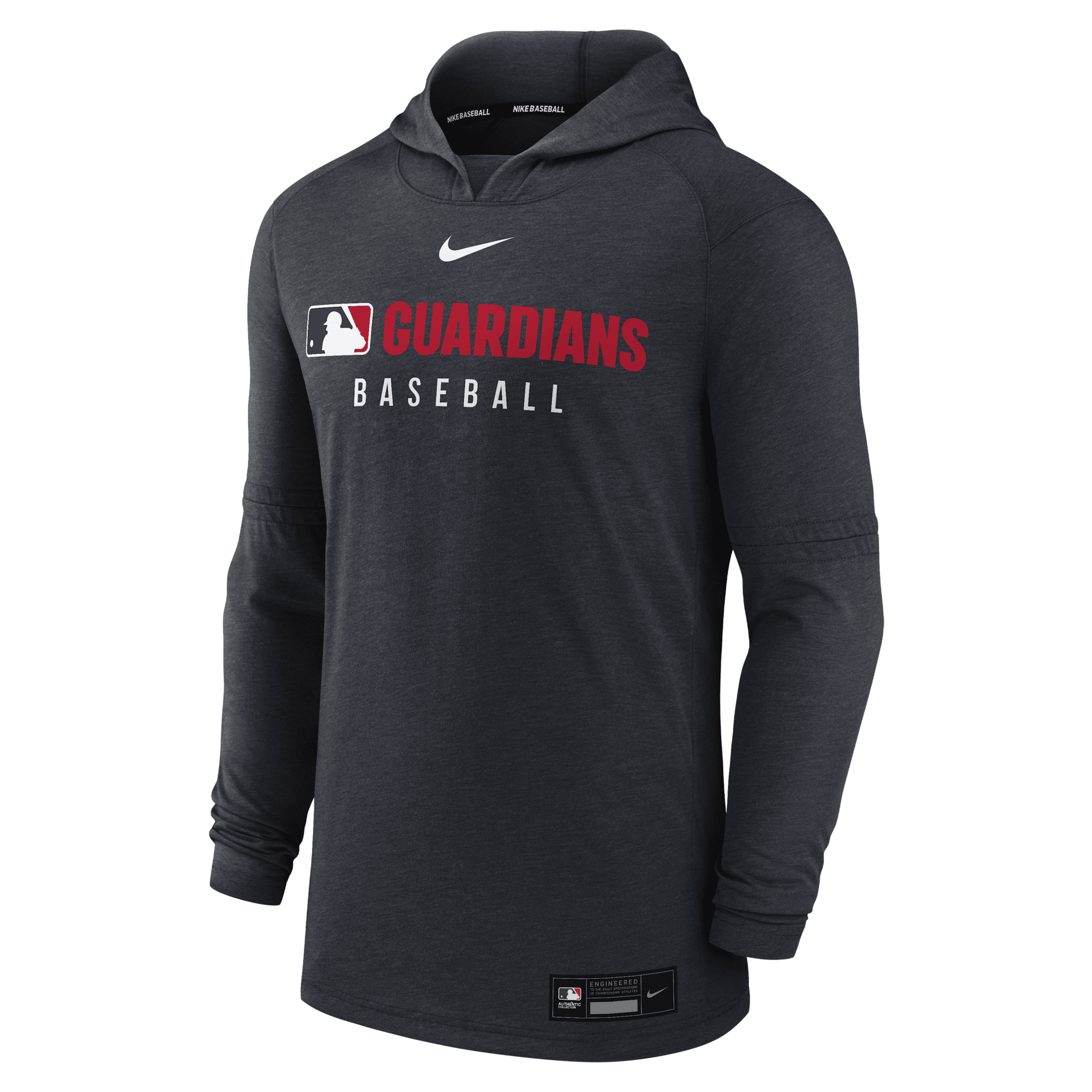 Nike Cleveland Guardians Authentic Collection Men's Dri-fit Mlb Pullover Hoodie In Black