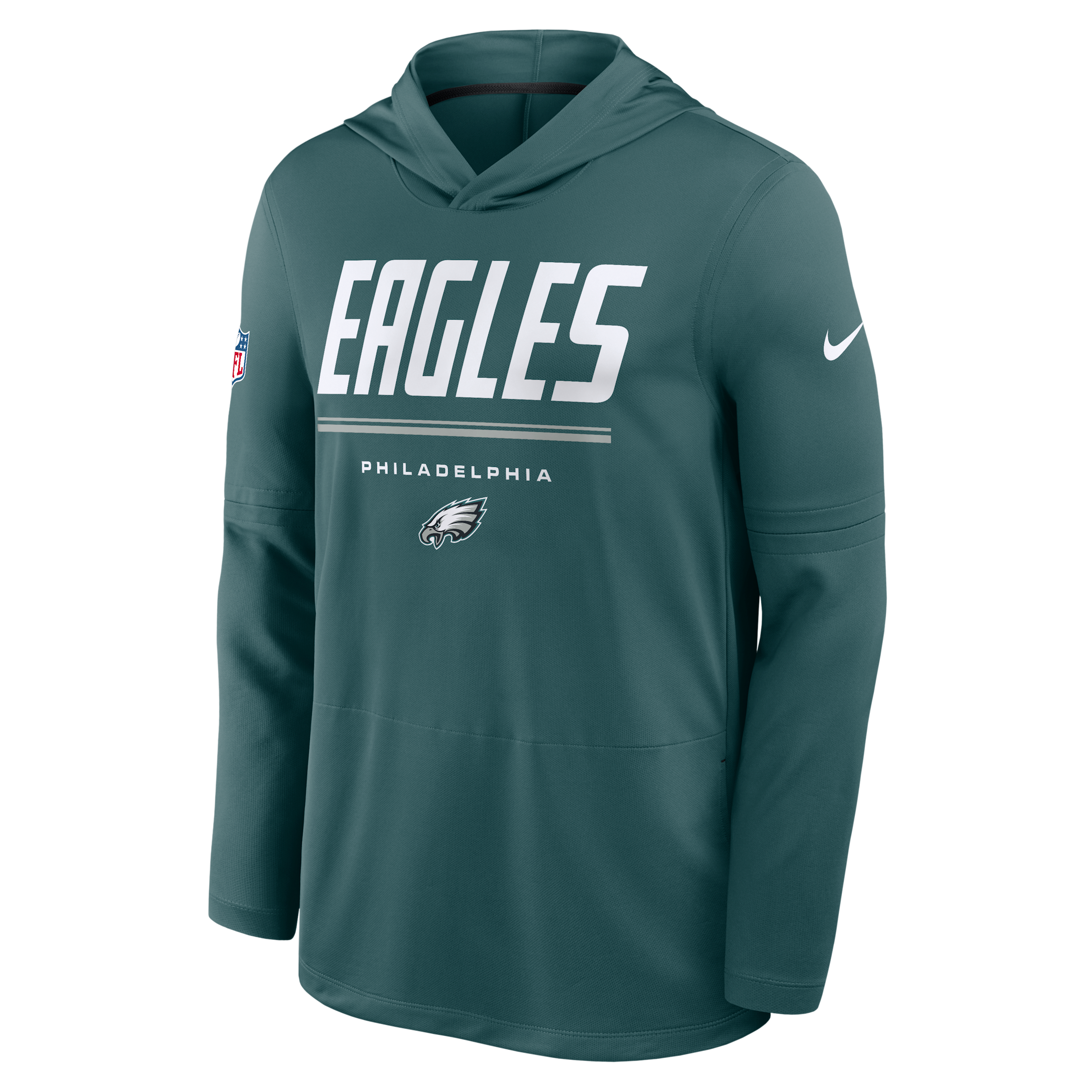 Nike Men's Midnight Green Philadelphia Eagles Sideline Game On Lightweight Long Sleeve Dri-fit Hoodie - Midnight Green, Black