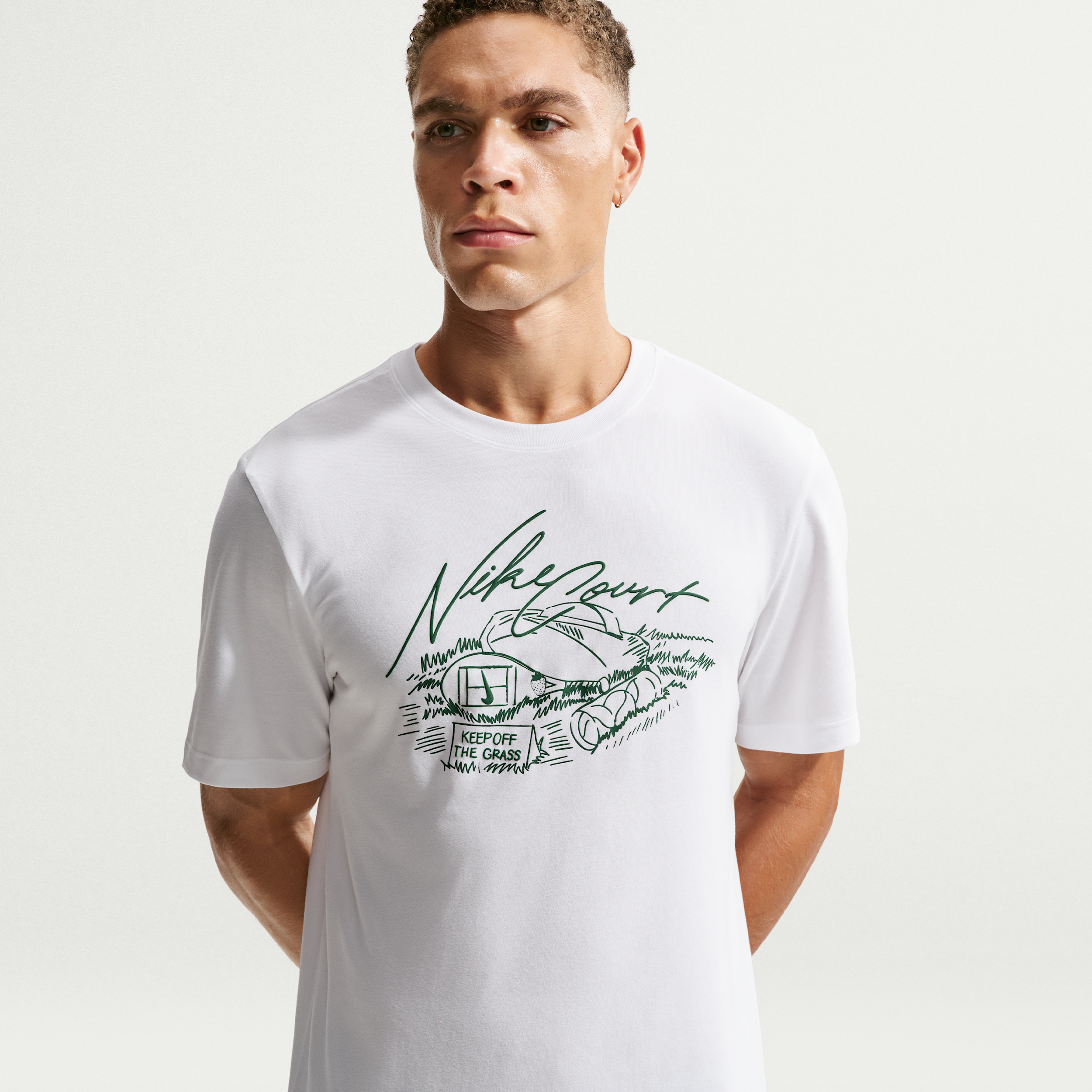 Nike Men's Court Dri-FIT Graphic Tennis T-Shirt, Medium, White