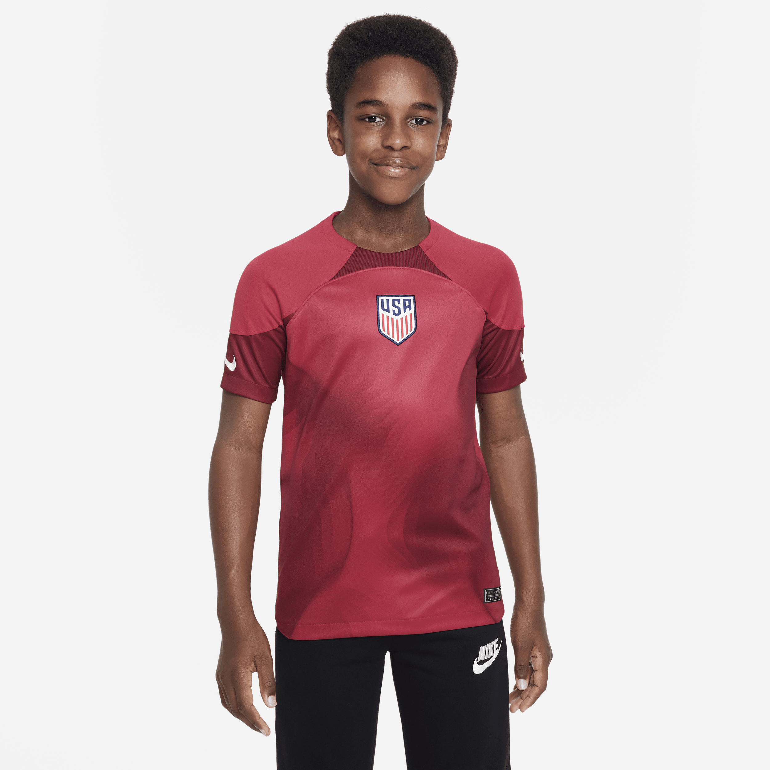 Nike U.s. 2022/23 Stadium Goalkeeper Big Kids'  Dri-fit Short-sleeve Soccer Jersey In Red