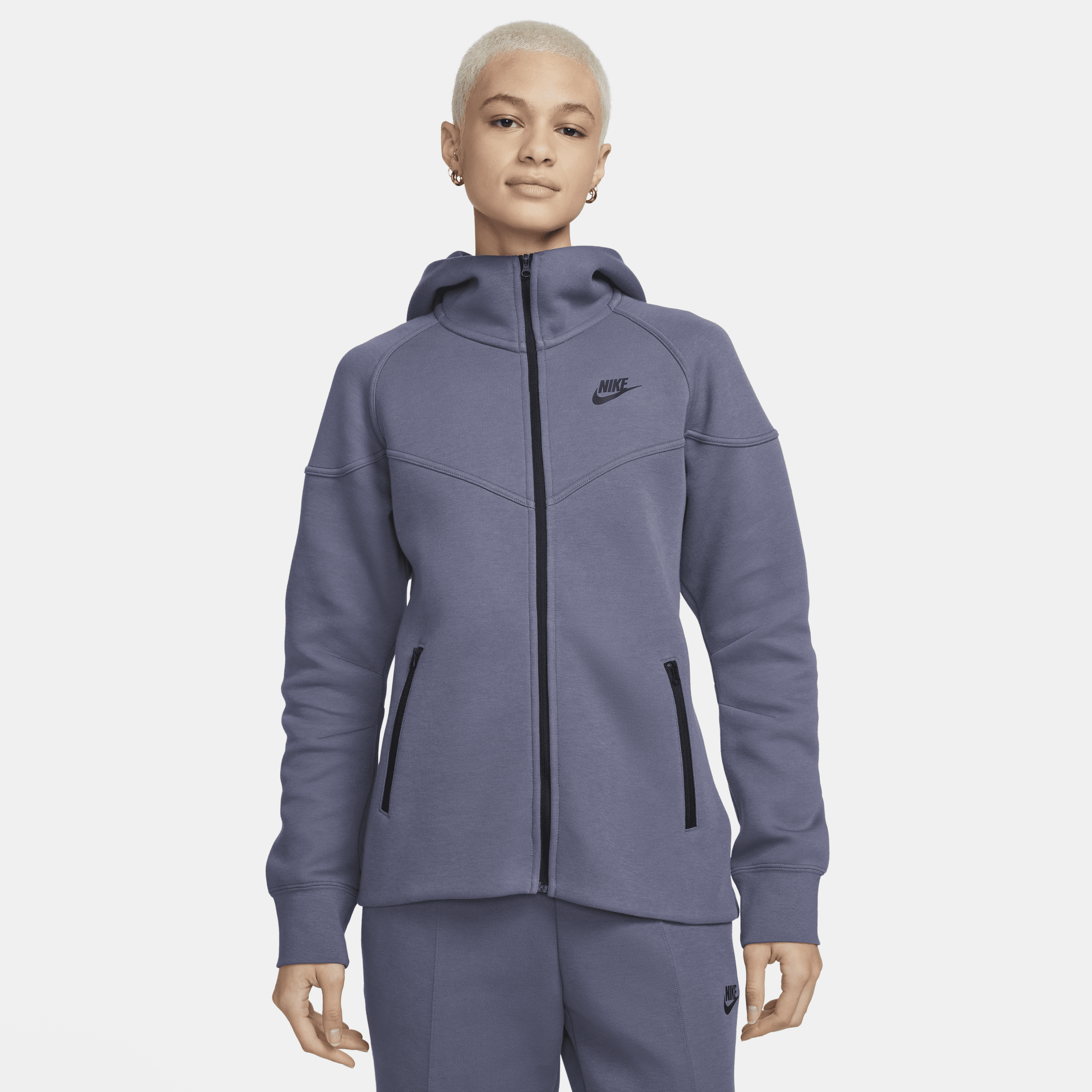 Shop Nike Women's  Sportswear Tech Fleece Windrunner Full-zip Hoodie In Grey