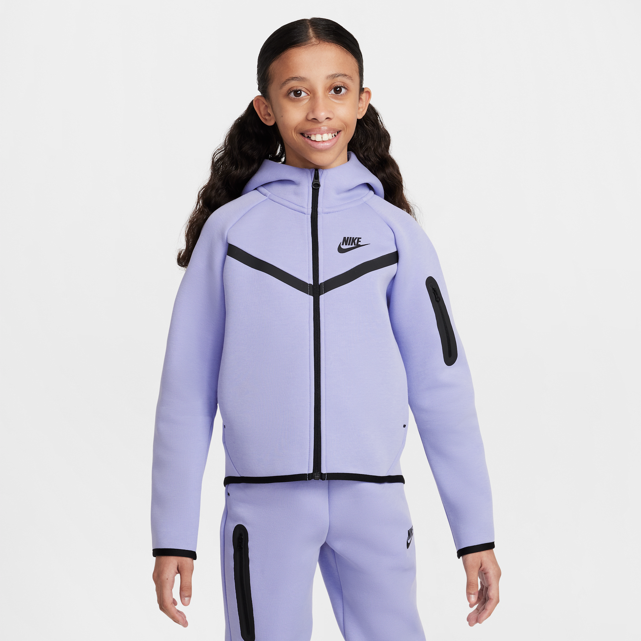 Nike Women's Sportswear Tech Fleece Girls' Full-zip Hoodie In Purple