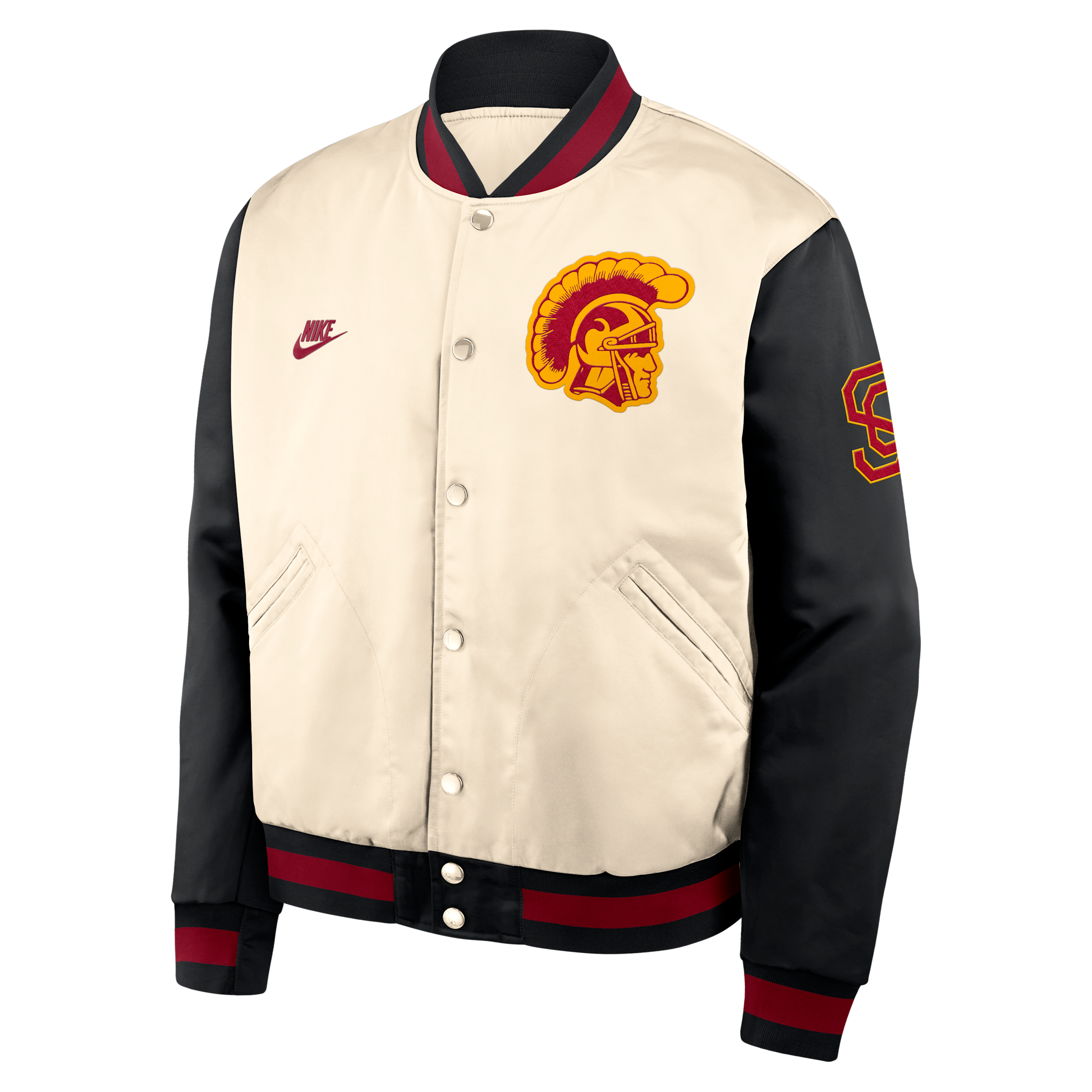 USC Legacy Nike Men's College Full-Snap Bomber Jacket in Brown | 03O50KQ5SCV-UXC