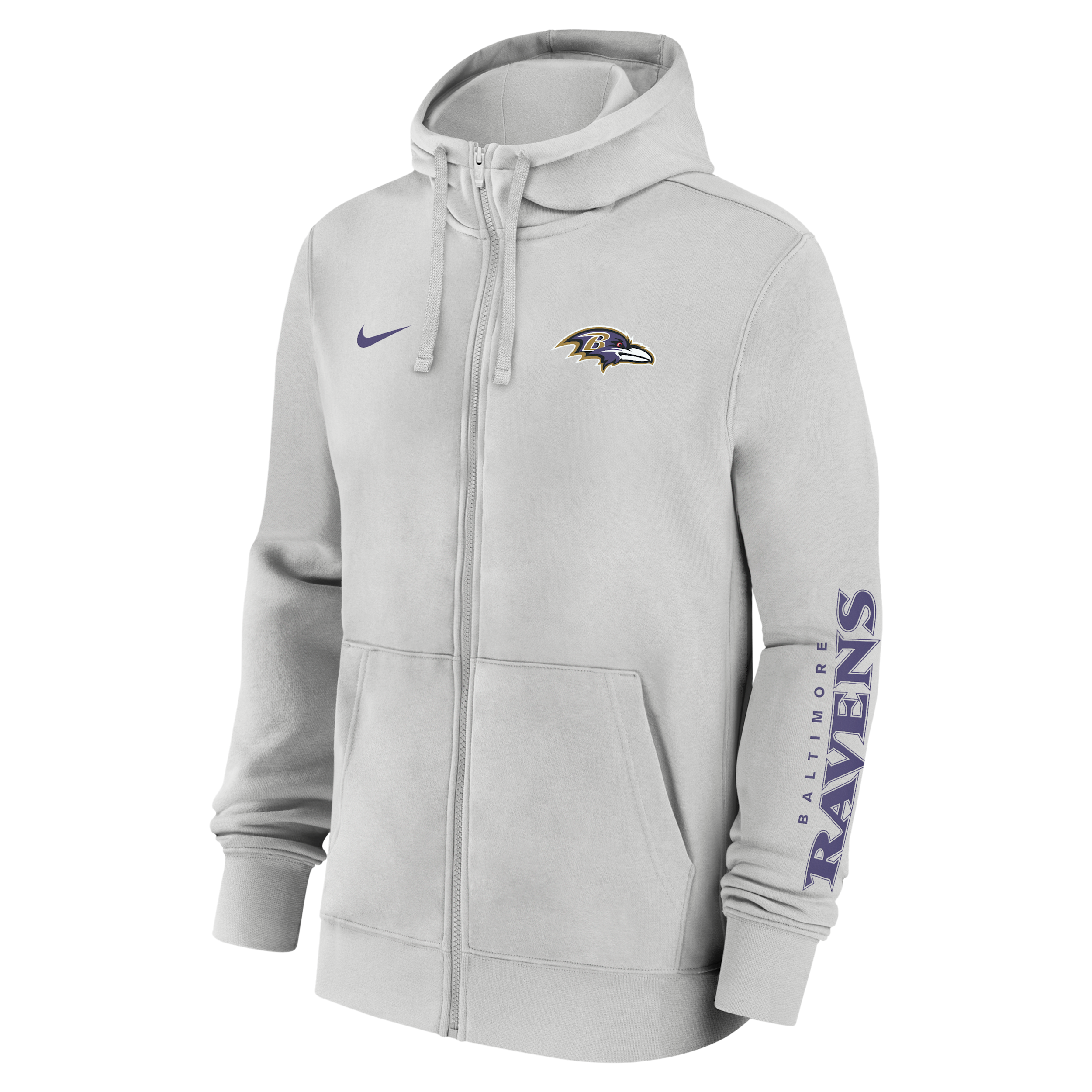 Baltimore Ravens Club Nike Men's NFL Full-Zip Hoodie in Grey | 01NC0BB8G-1LR