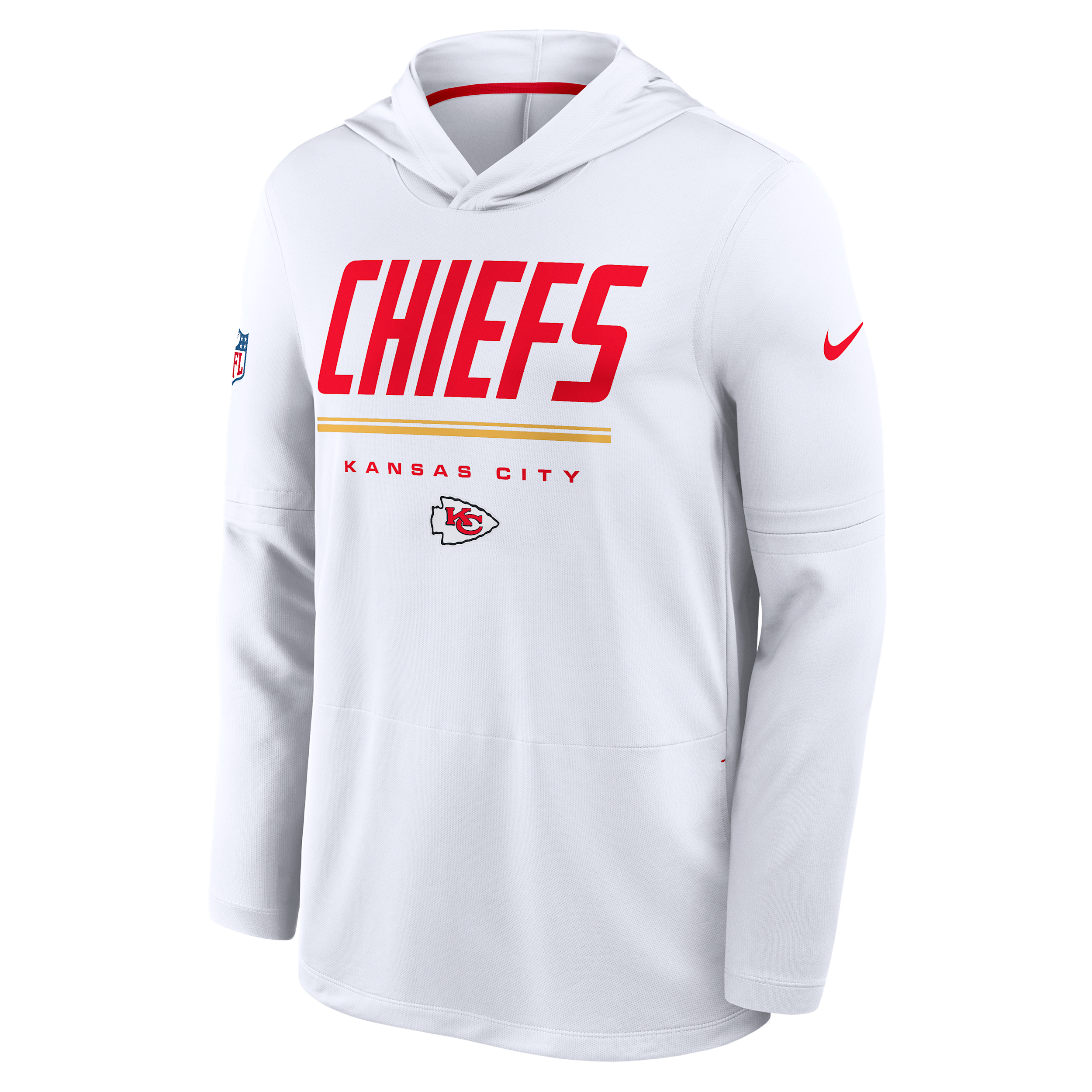 Nike Men's White Kansas City Chiefs Sideline Game On Lightweight Long Sleeve Dri-fit Hoodie - White, Red