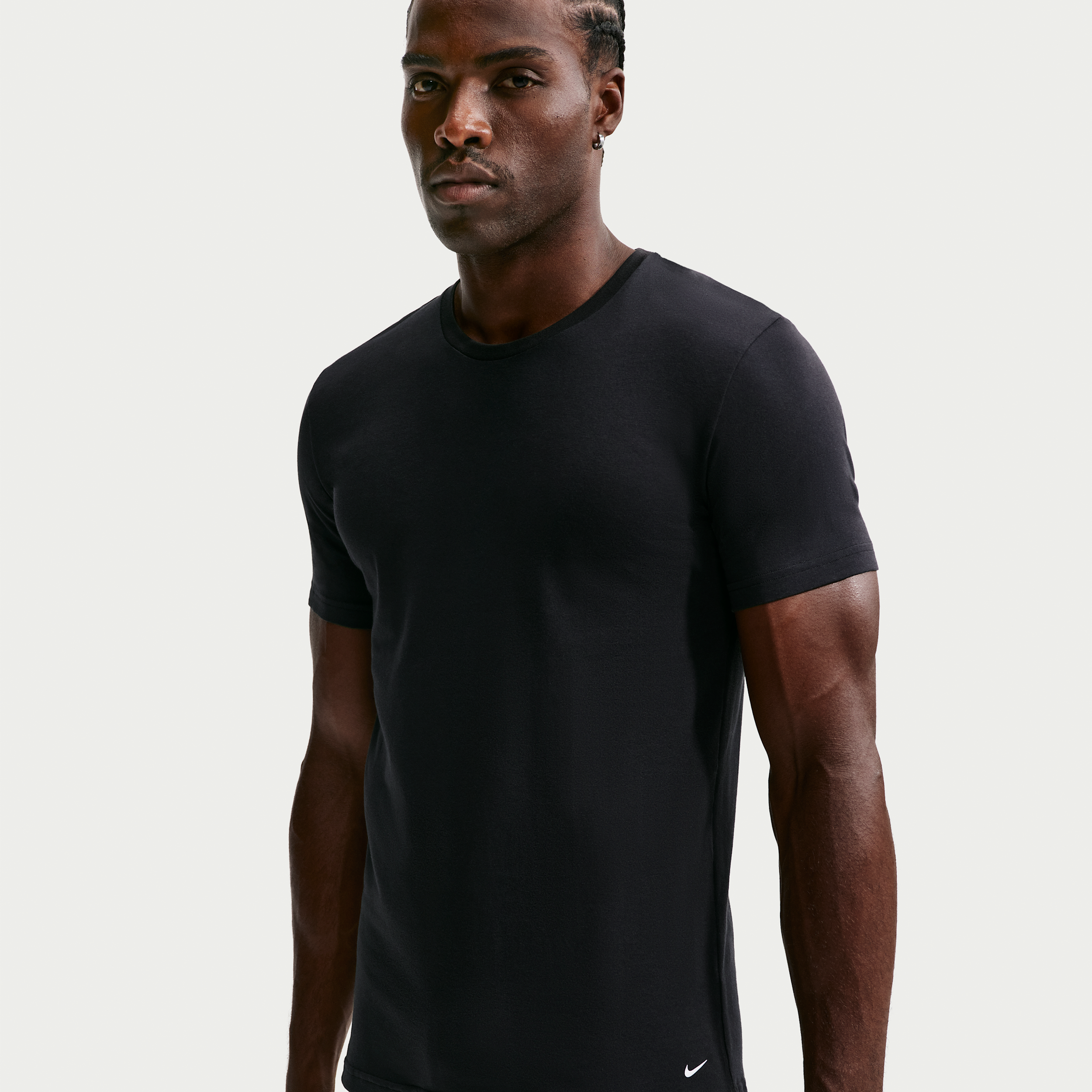 Nike Men's Essential Cotton Stretch Crew-Neck T-Shirts (2-Pack) in Black | KE1302-001