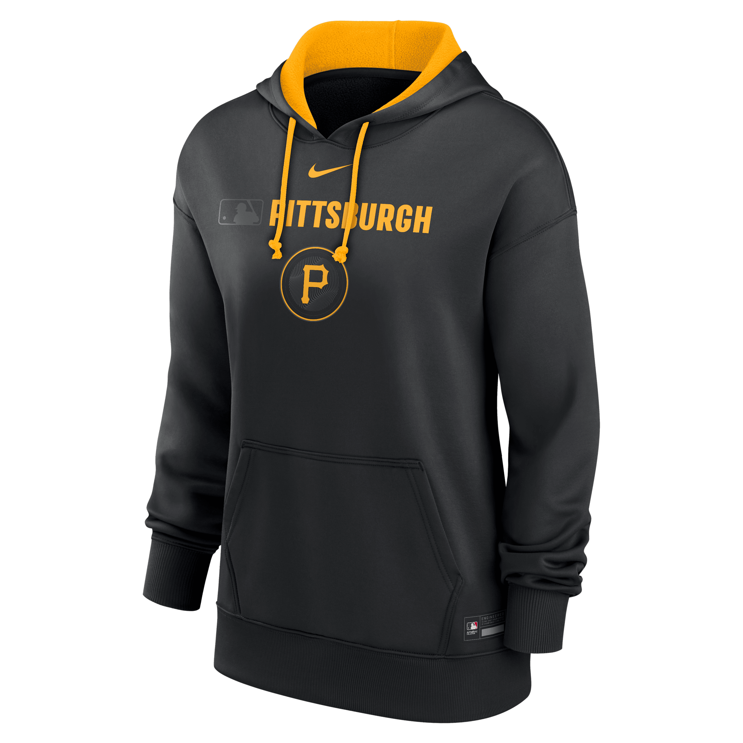 Nike Women's Pittsburgh Pirates Authentic Collection City Connect Therma Mlb Pullover Hoodie In Black