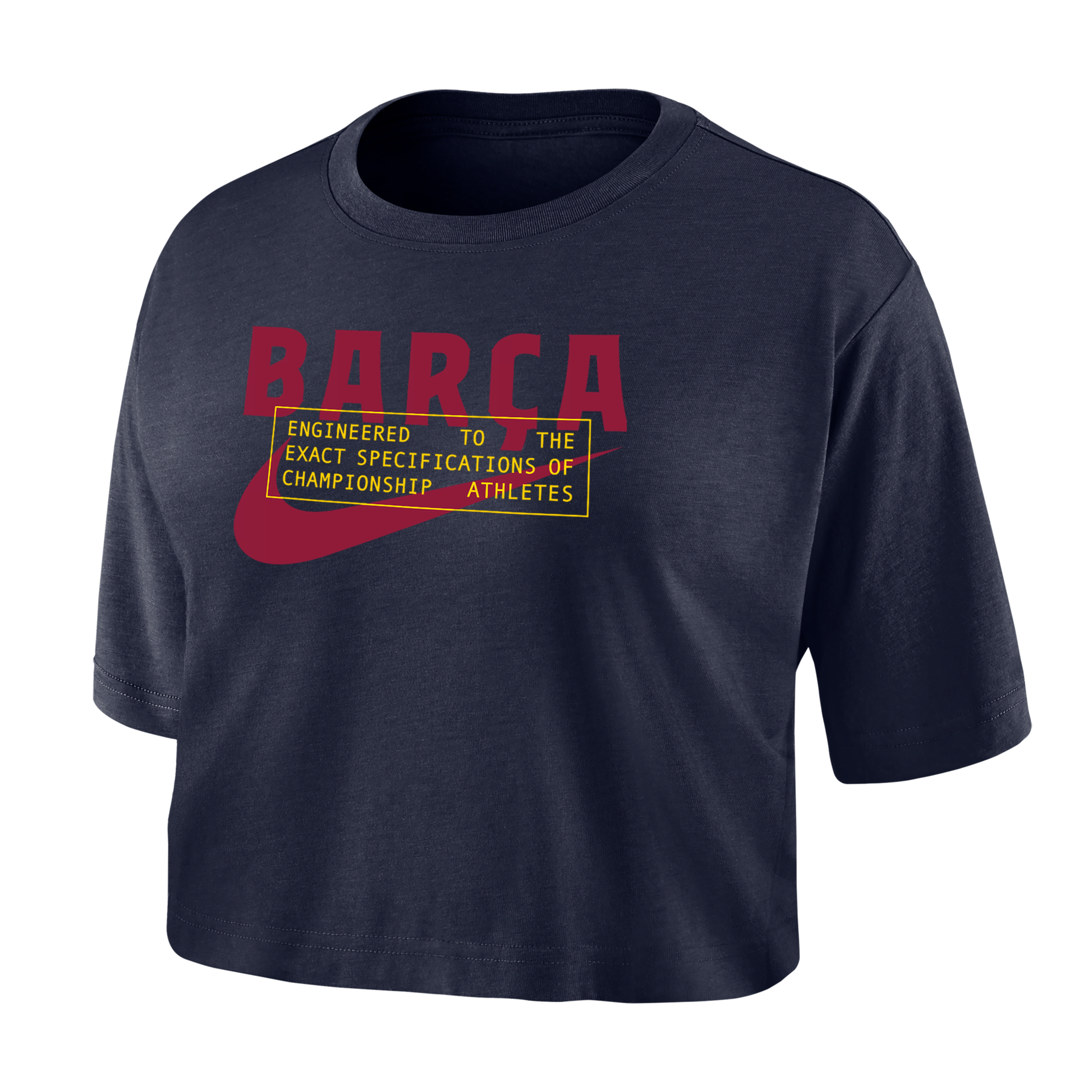 Nike Fc Barcelona  Women's Dri-fit Soccer Cropped T-shirt In Blue