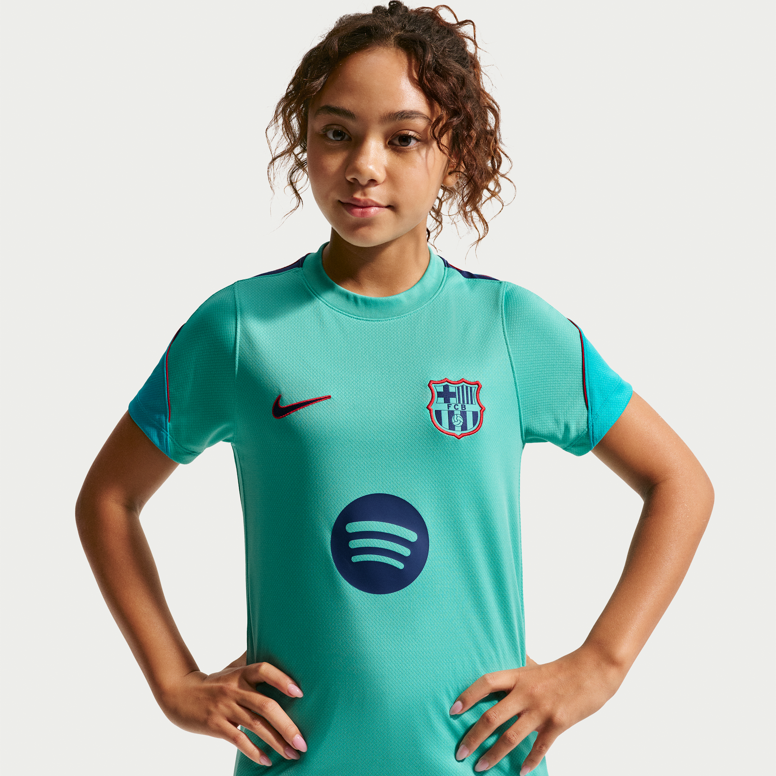 FC Barcelona Strike Third Big Kids' Nike Soccer Dri-FIT Short-Sleeve Top in Green | II6829-301