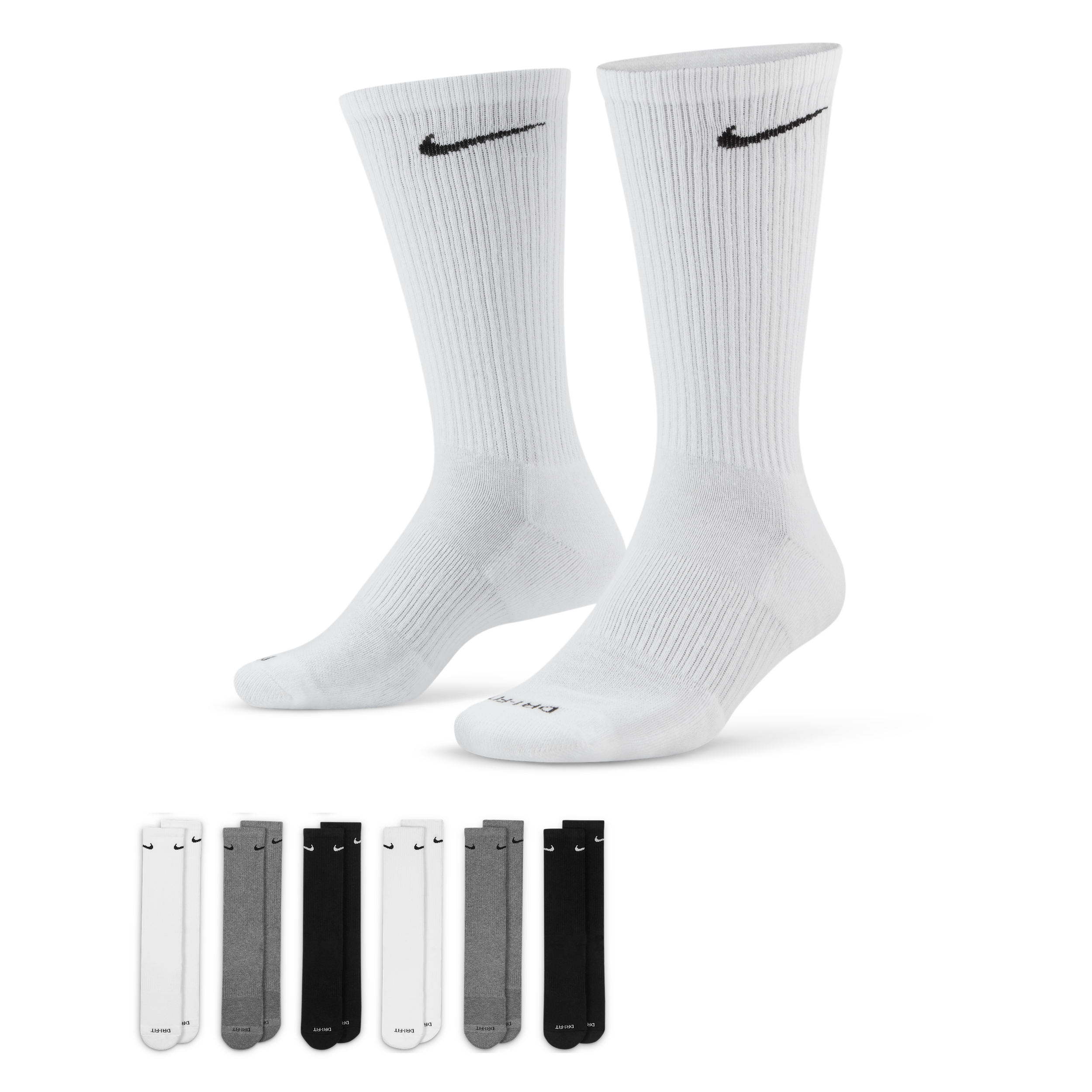 Nike Men's Everyday Plus Cushioned Training Crew Socks (6 Pairs) in Multicolor, Size: Large | SX6897-965