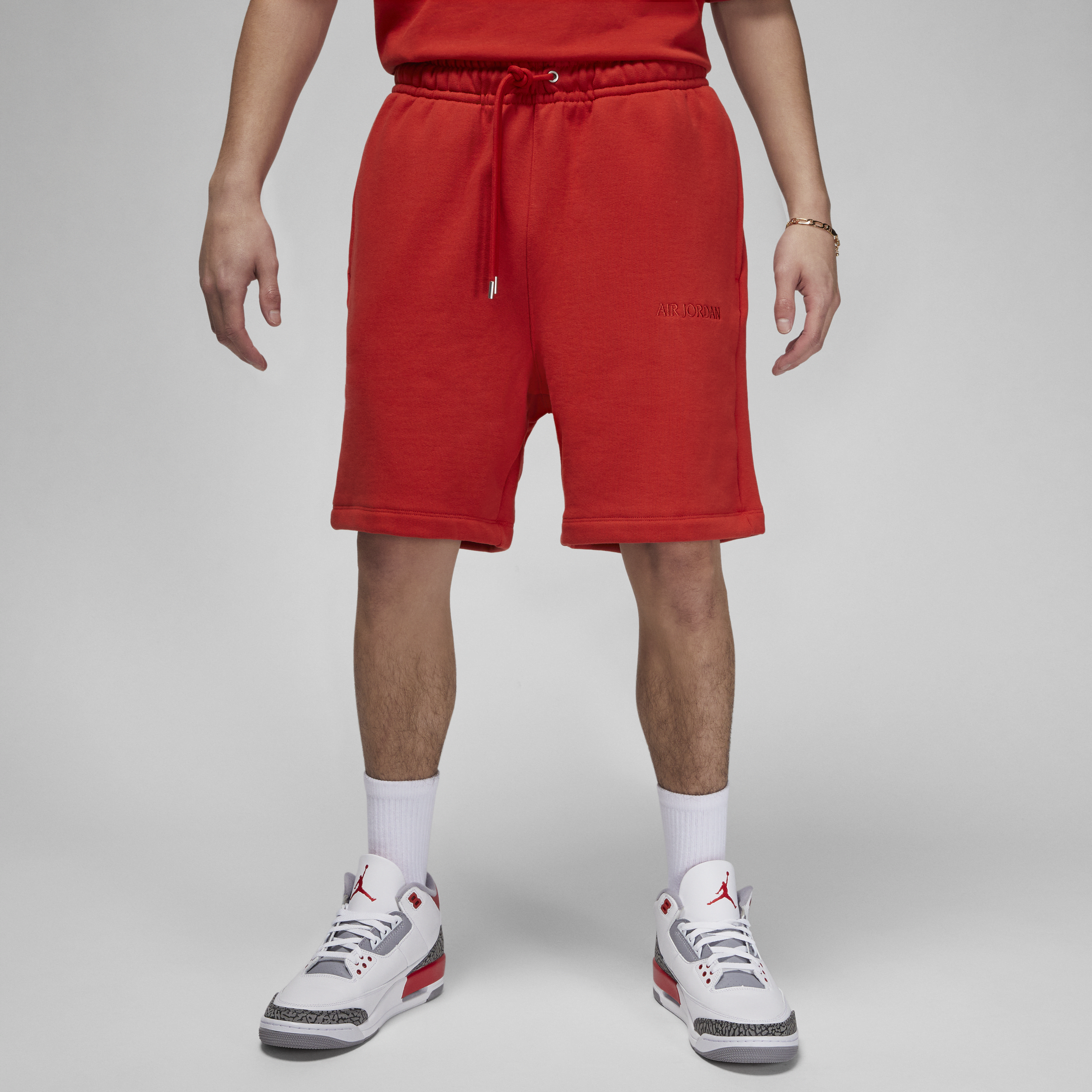 Jordan Men's Air  Wordmark Fleece Shorts In Red