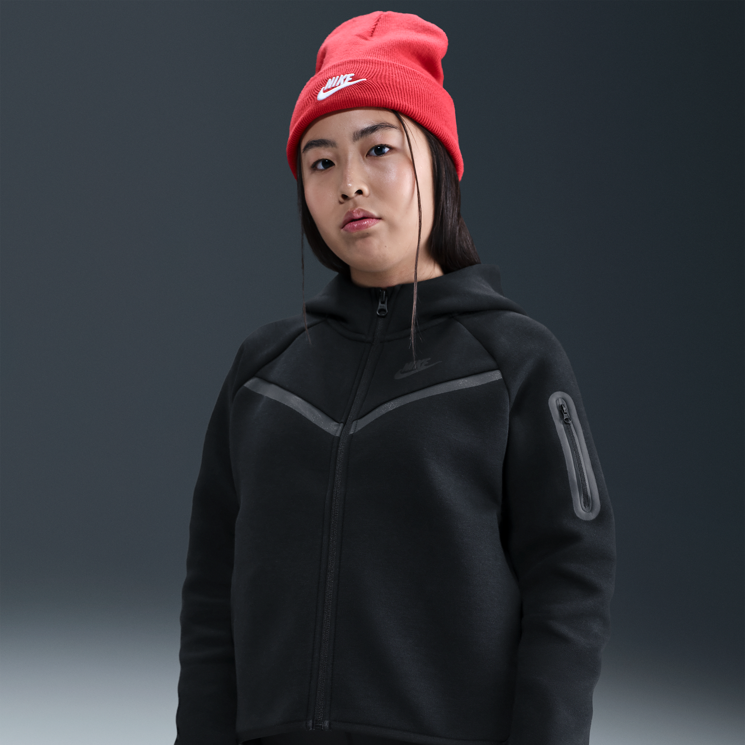 Nike Unisex Sportswear Tech Fleece Girls' Full-zip Hoodie (extended Size)
