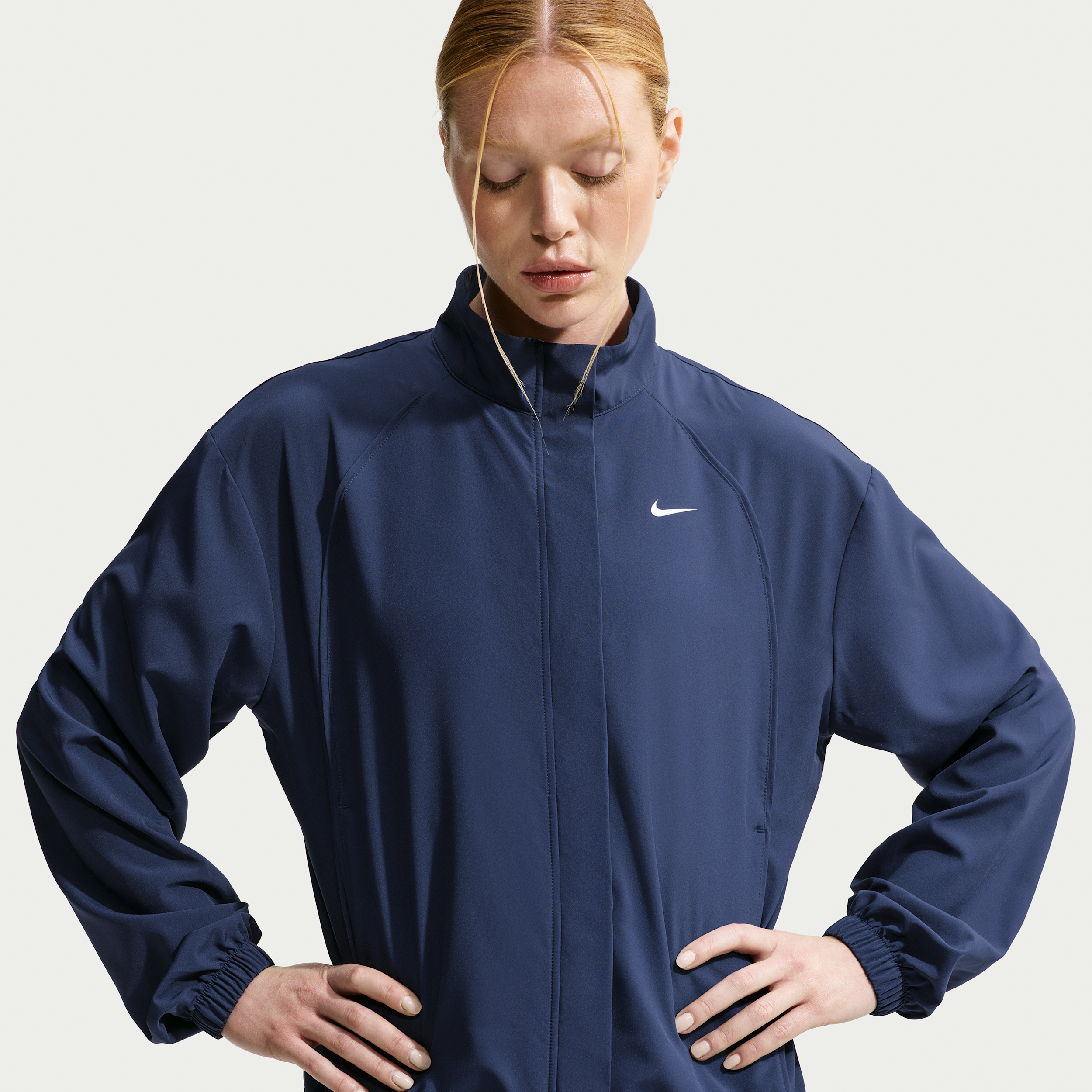 Nike Women's One Dri-FIT Woven Jacket in Blue | IB8983-410
