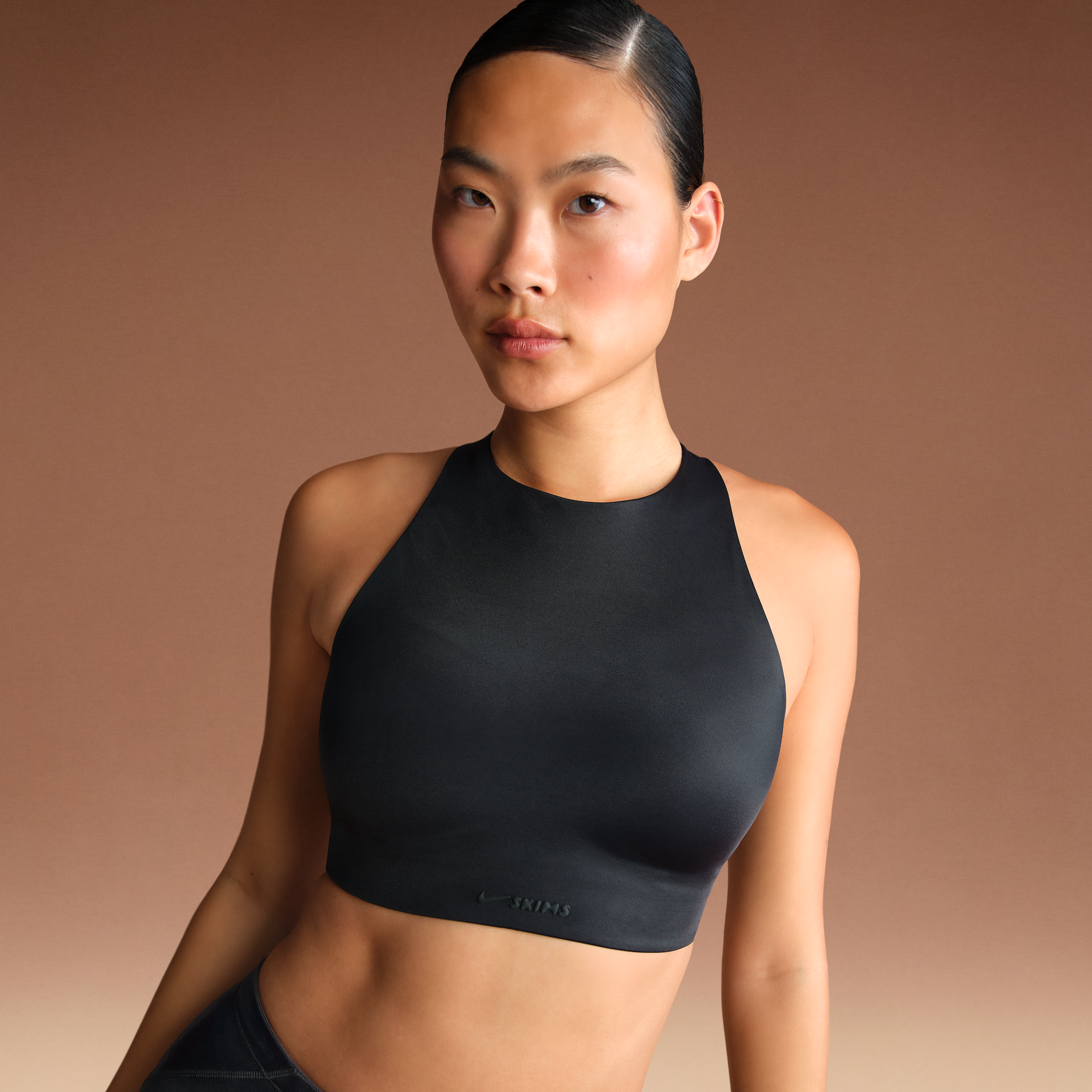 Nike Women's Skims Shine High-neck Bra In Black