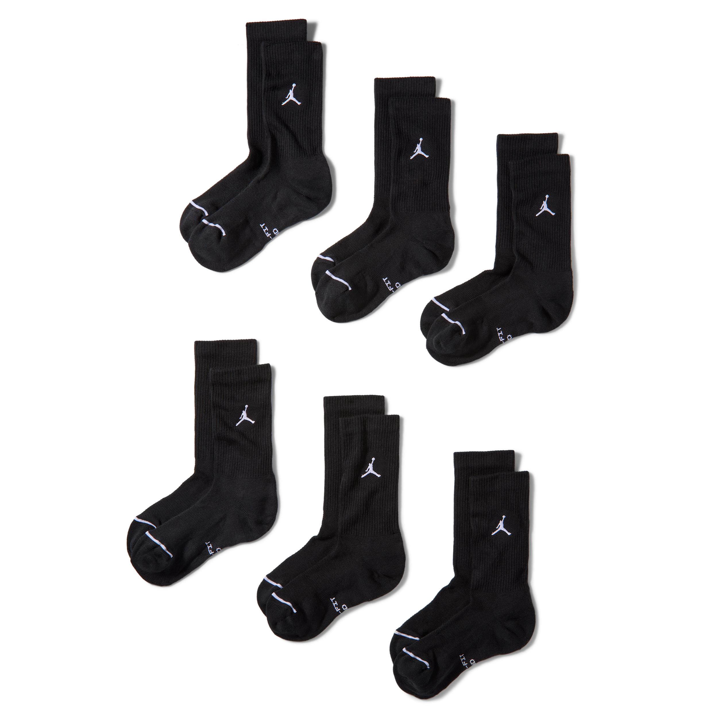 Jordan Everyday Elevated Crew Socks (6 Pairs) in Black | IR6326-010