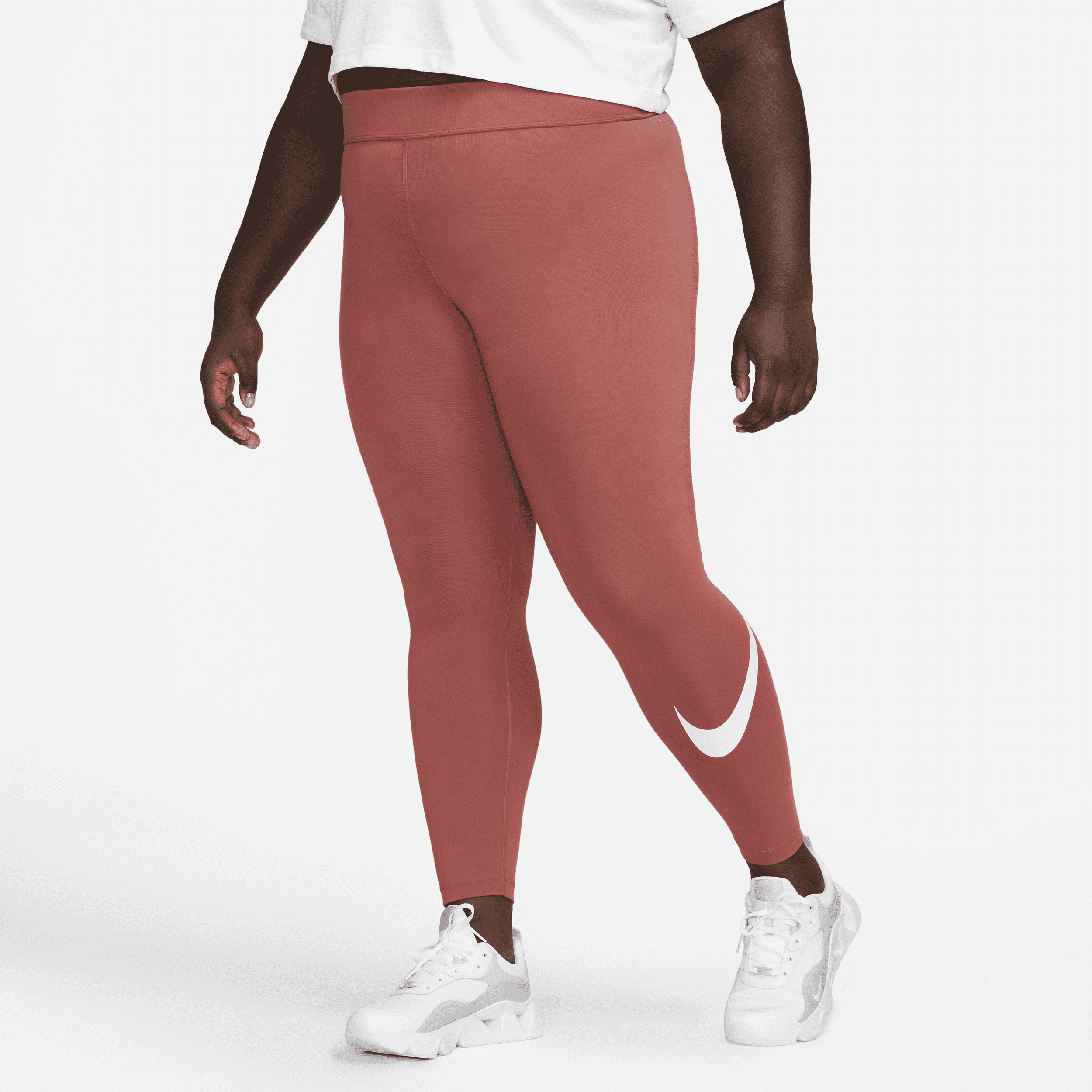 Nike Women's  Sportswear Essential Mid-rise Swoosh Leggings (plus Size) In Red