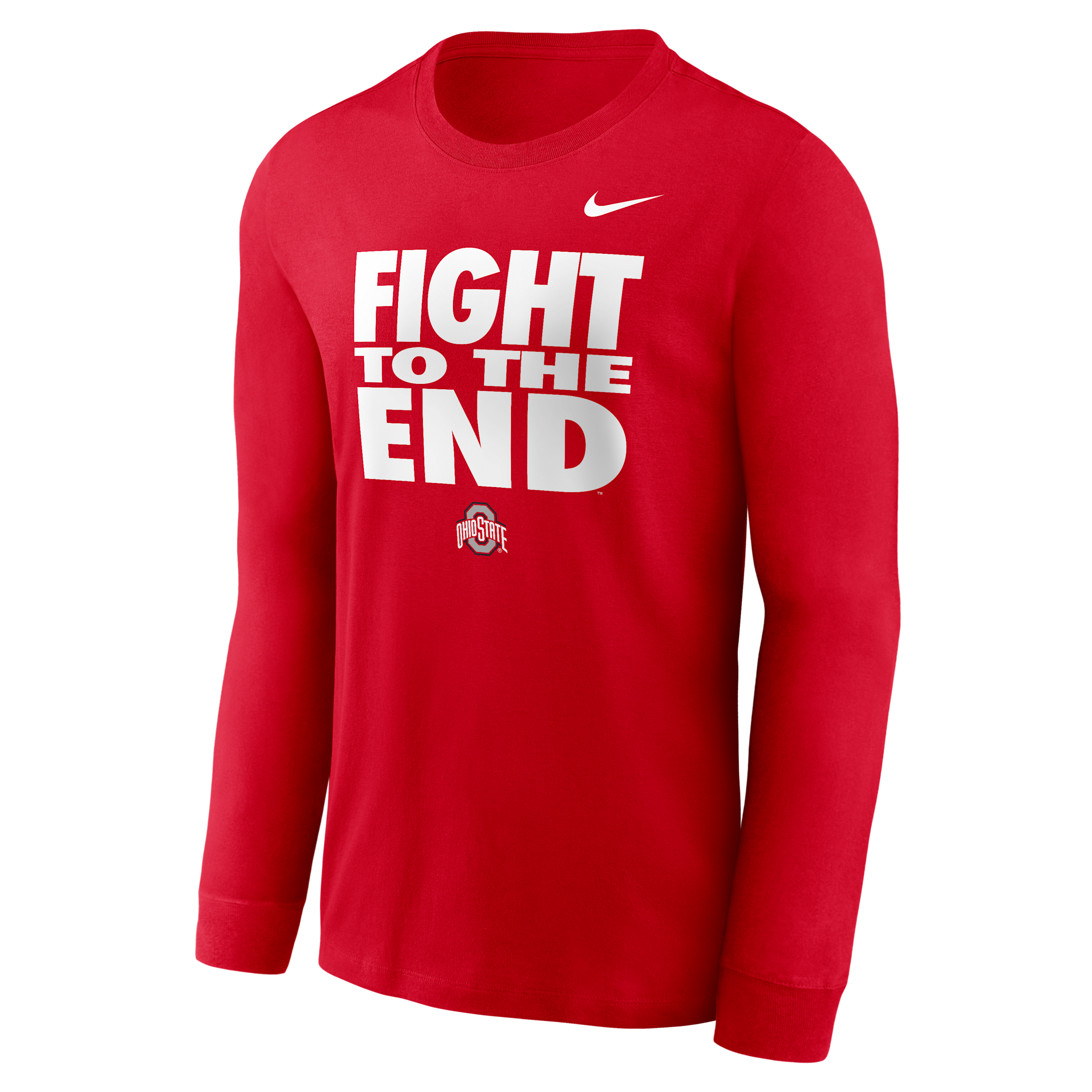 Ohio State Sideline Slogan Nike Men's Dri-FIT College Long-Sleeve T-Shirt in Red | 02EW65NOH-H2B