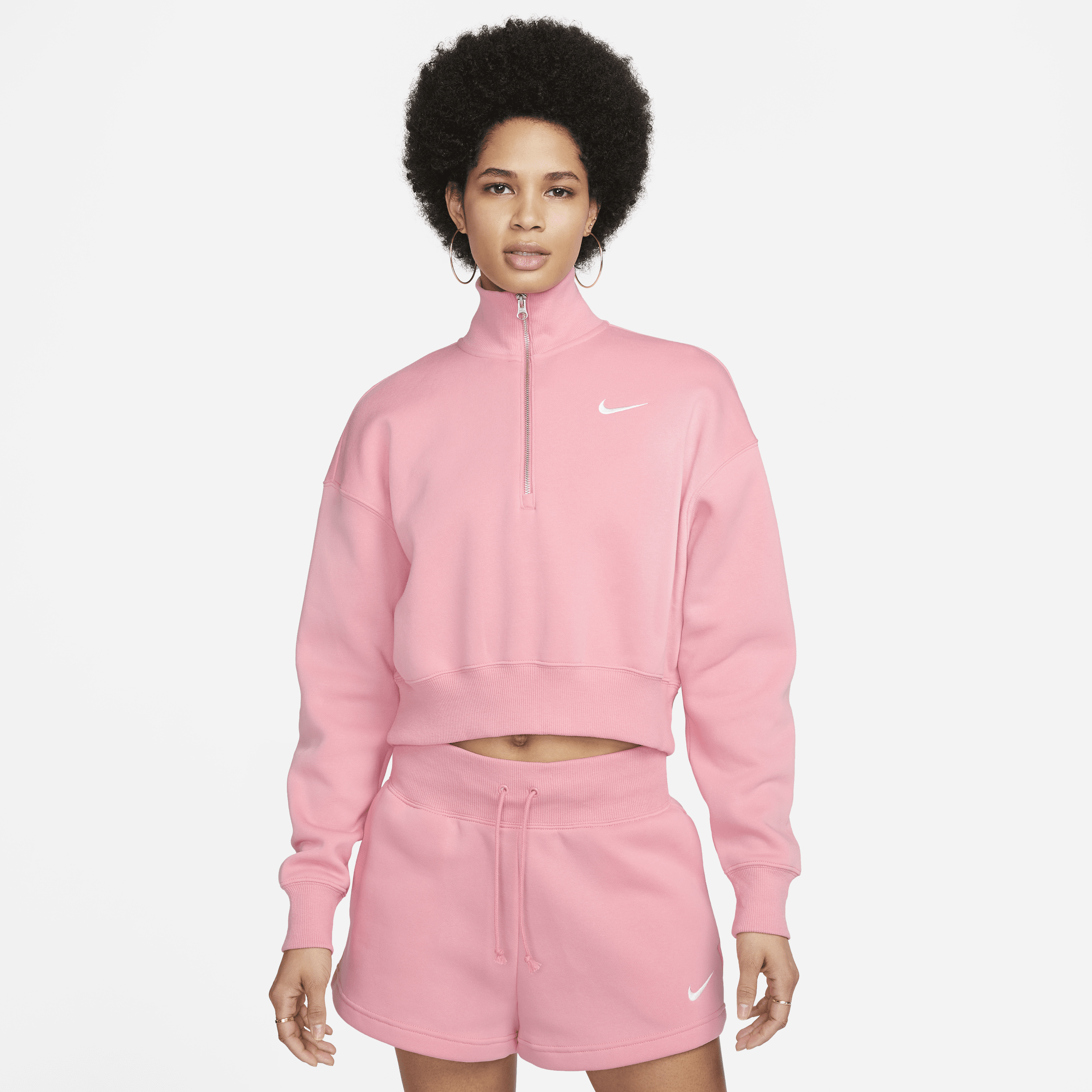 Nike Women's  Sportswear Phoenix Fleece Oversized 1/2-zip Crop Sweatshirt In Pink